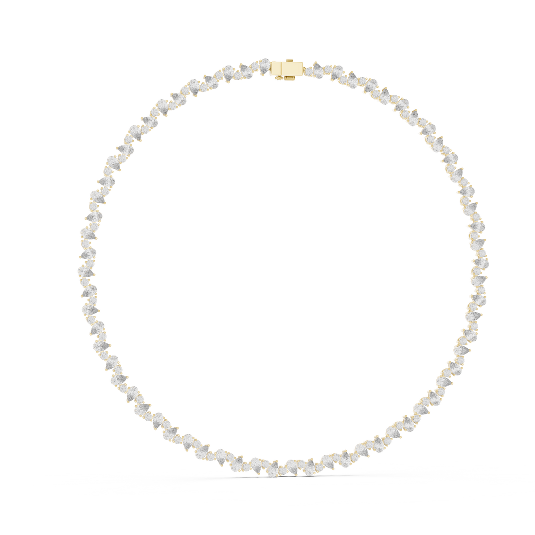 Pear Shape and Round Diamond Riviera Tennis Necklace with Graduated Brilliance