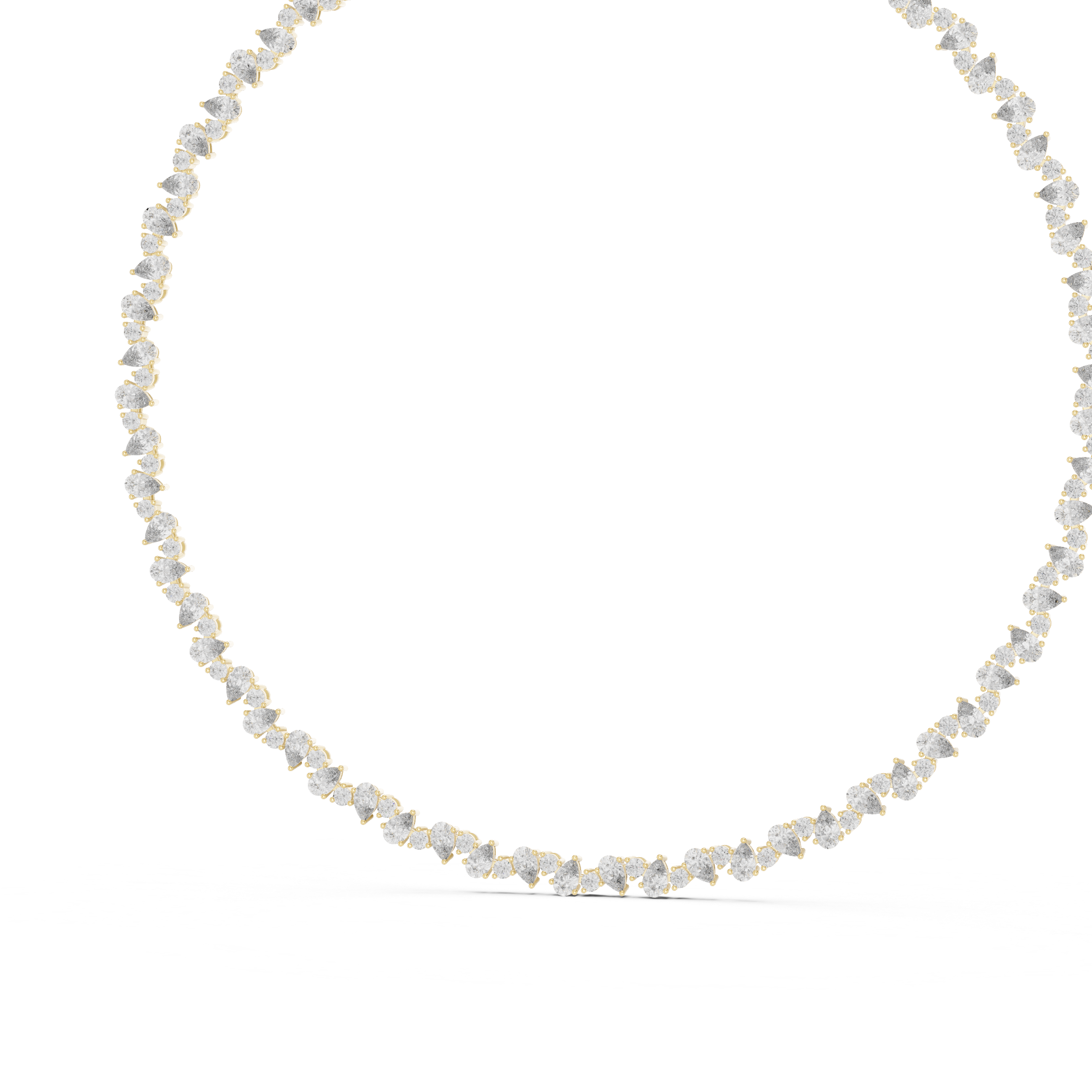 Pear Shape and Round Diamond Riviera Tennis Necklace with Graduated Brilliance