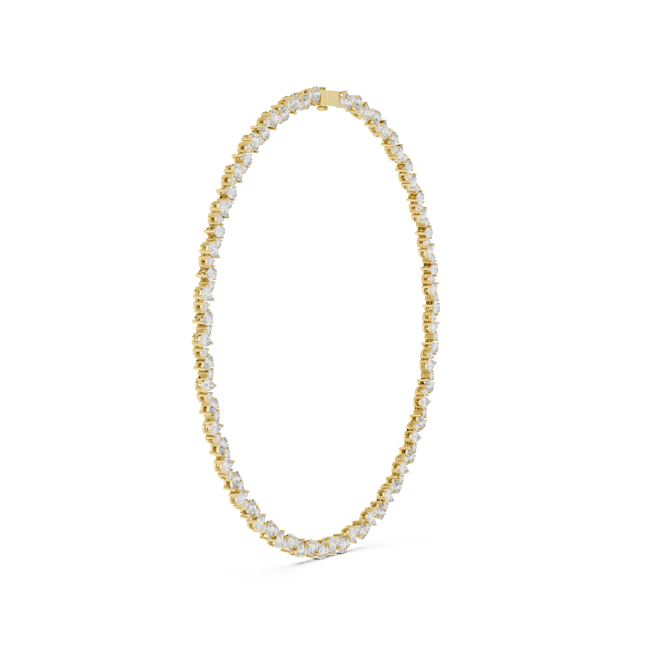 Pear Shape and Round Diamond Riviera Tennis Necklace with Graduated Brilliance