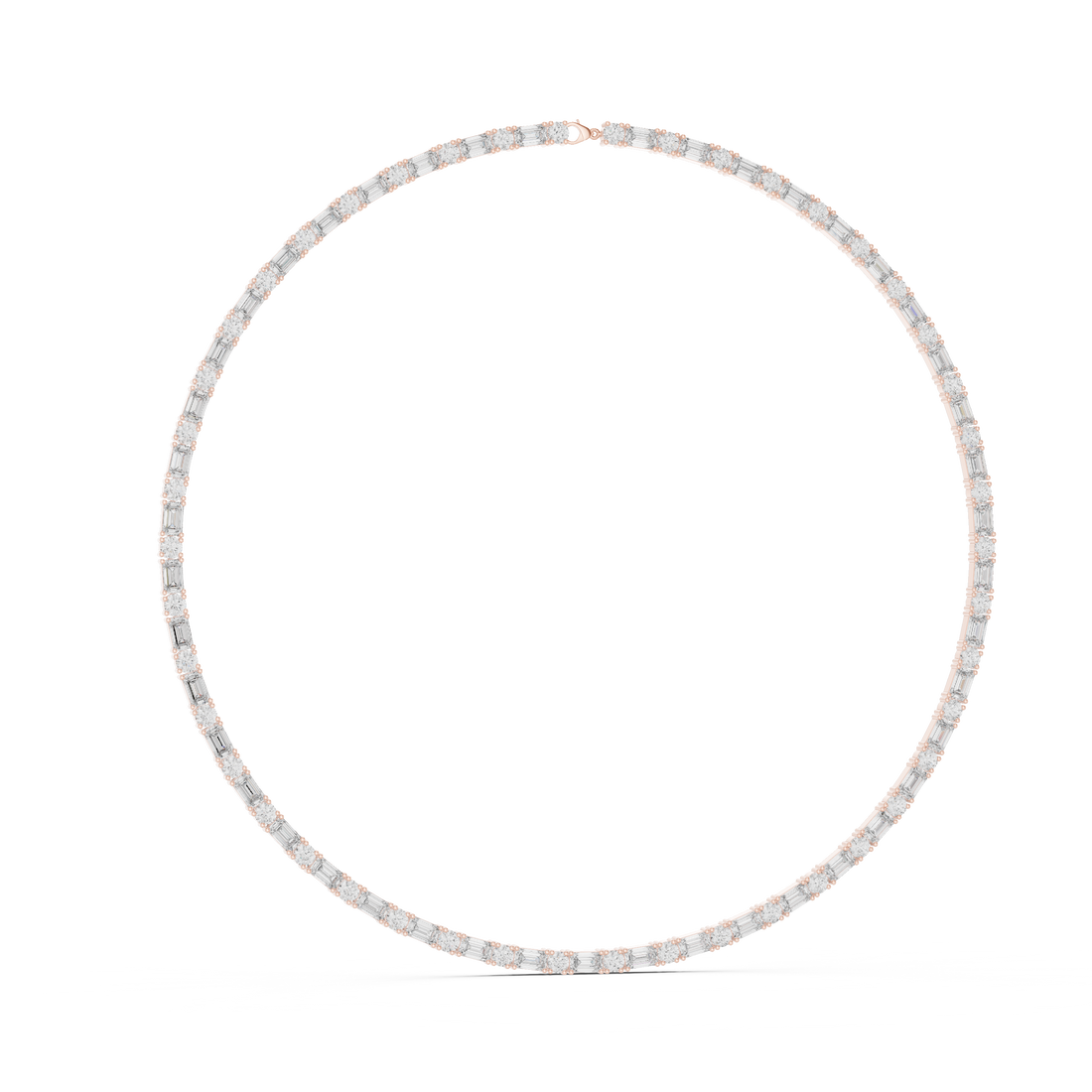 Emerald and Round Diamond Riviera Tennis Necklace with Alternating Brilliance