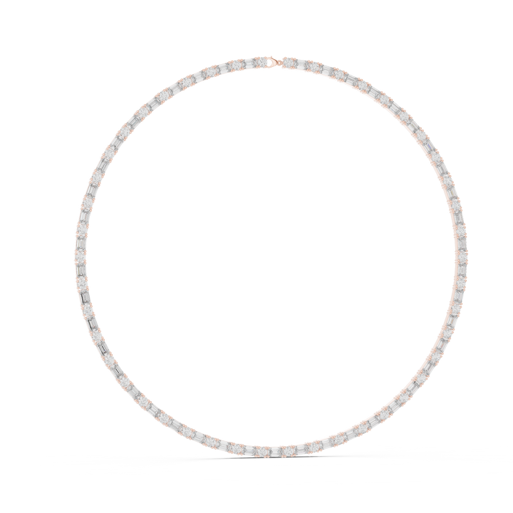 Emerald and Round Diamond Riviera Tennis Necklace with Alternating Brilliance