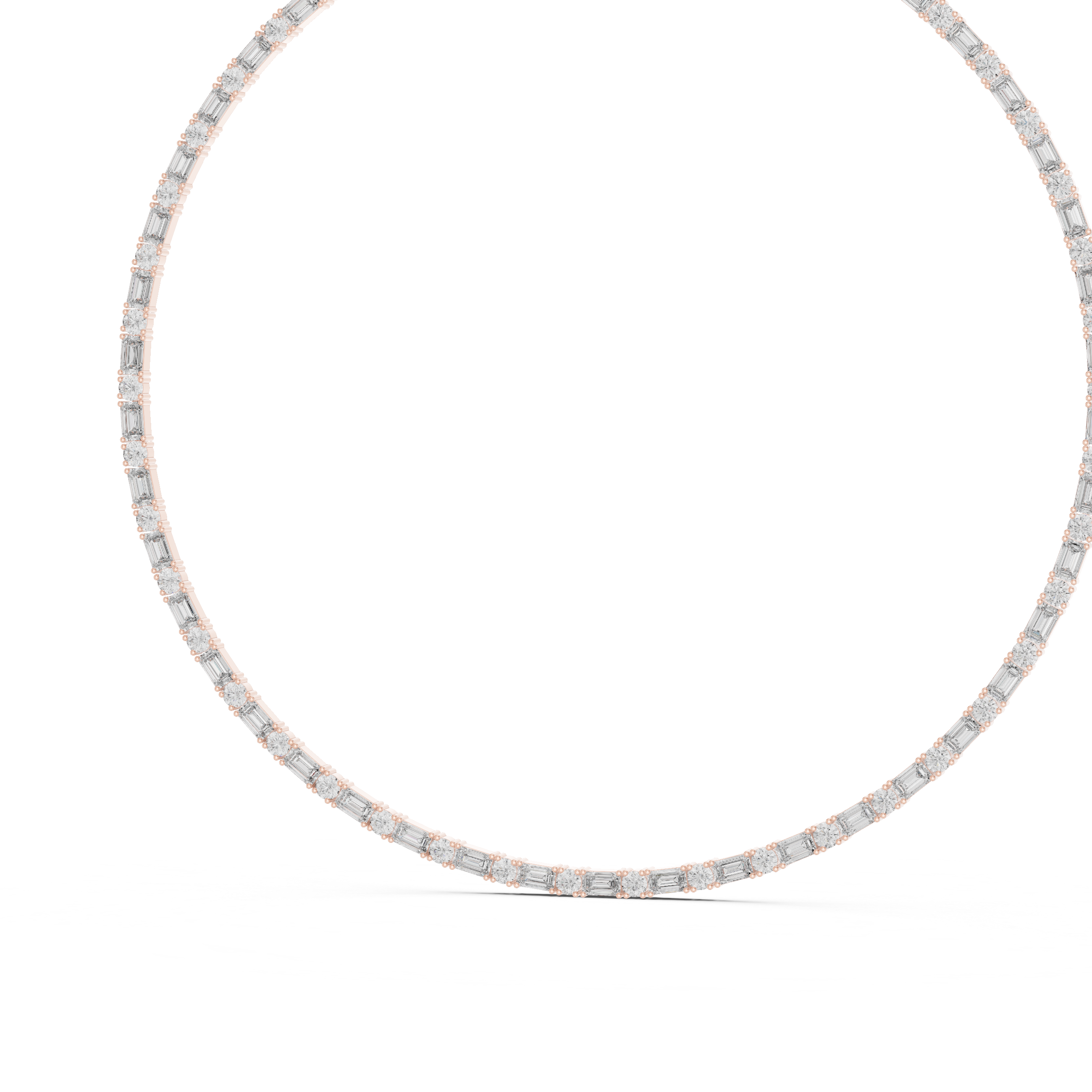 Emerald and Round Diamond Riviera Tennis Necklace with Alternating Brilliance