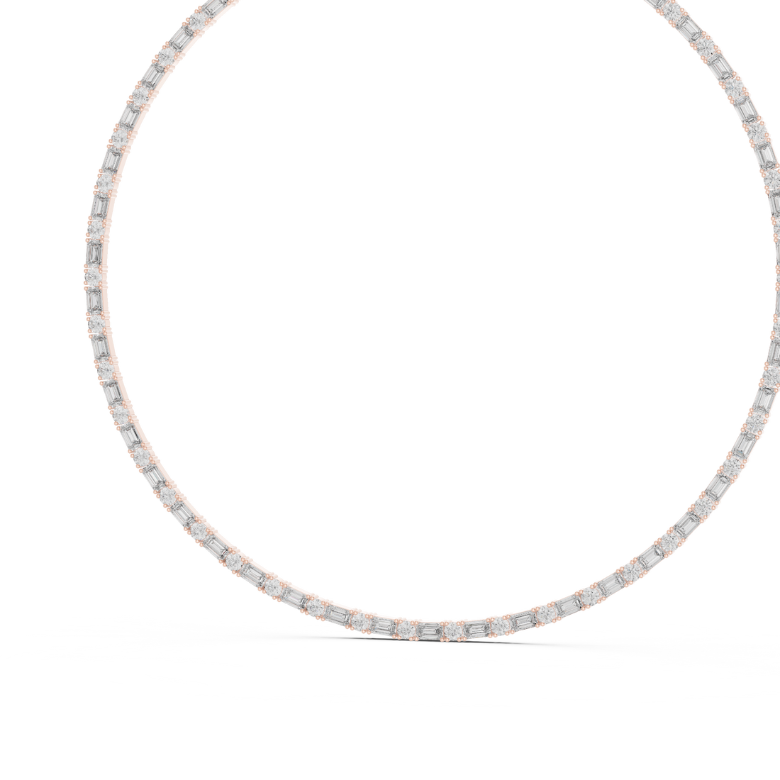 Emerald and Round Diamond Riviera Tennis Necklace with Alternating Brilliance