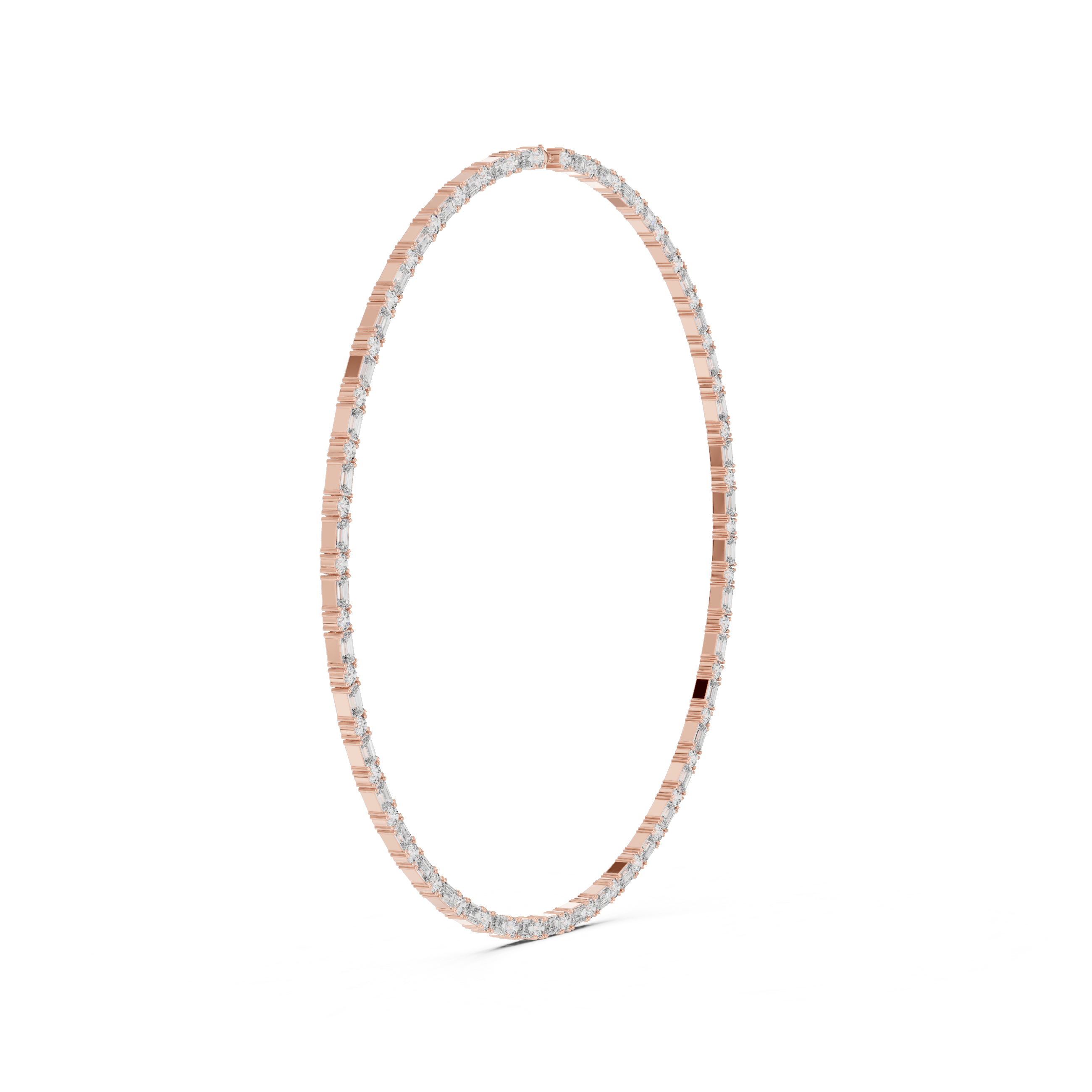 Emerald and Round Diamond Riviera Tennis Necklace with Alternating Brilliance