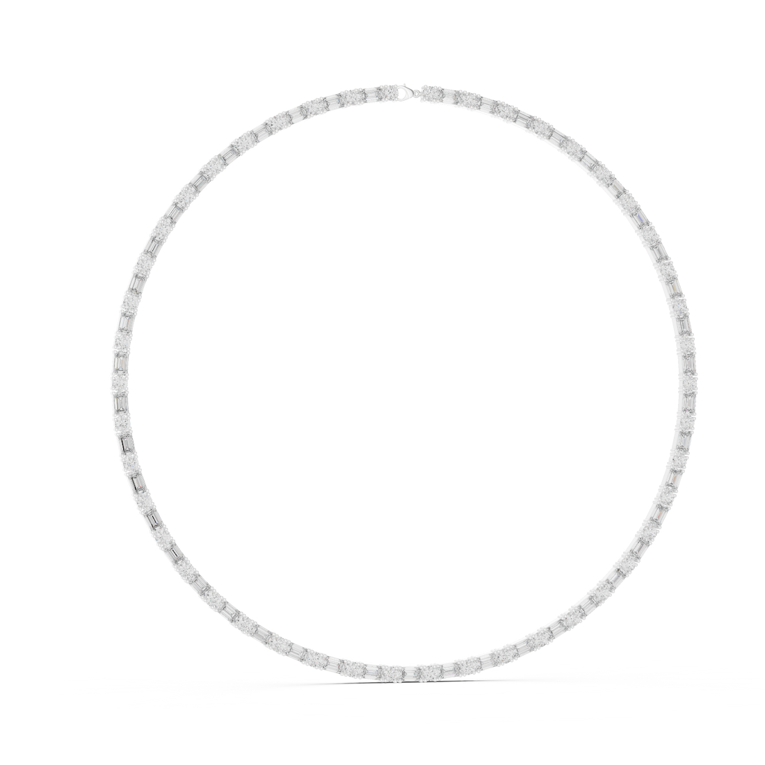 Emerald and Round Diamond Riviera Tennis Necklace with Alternating Brilliance