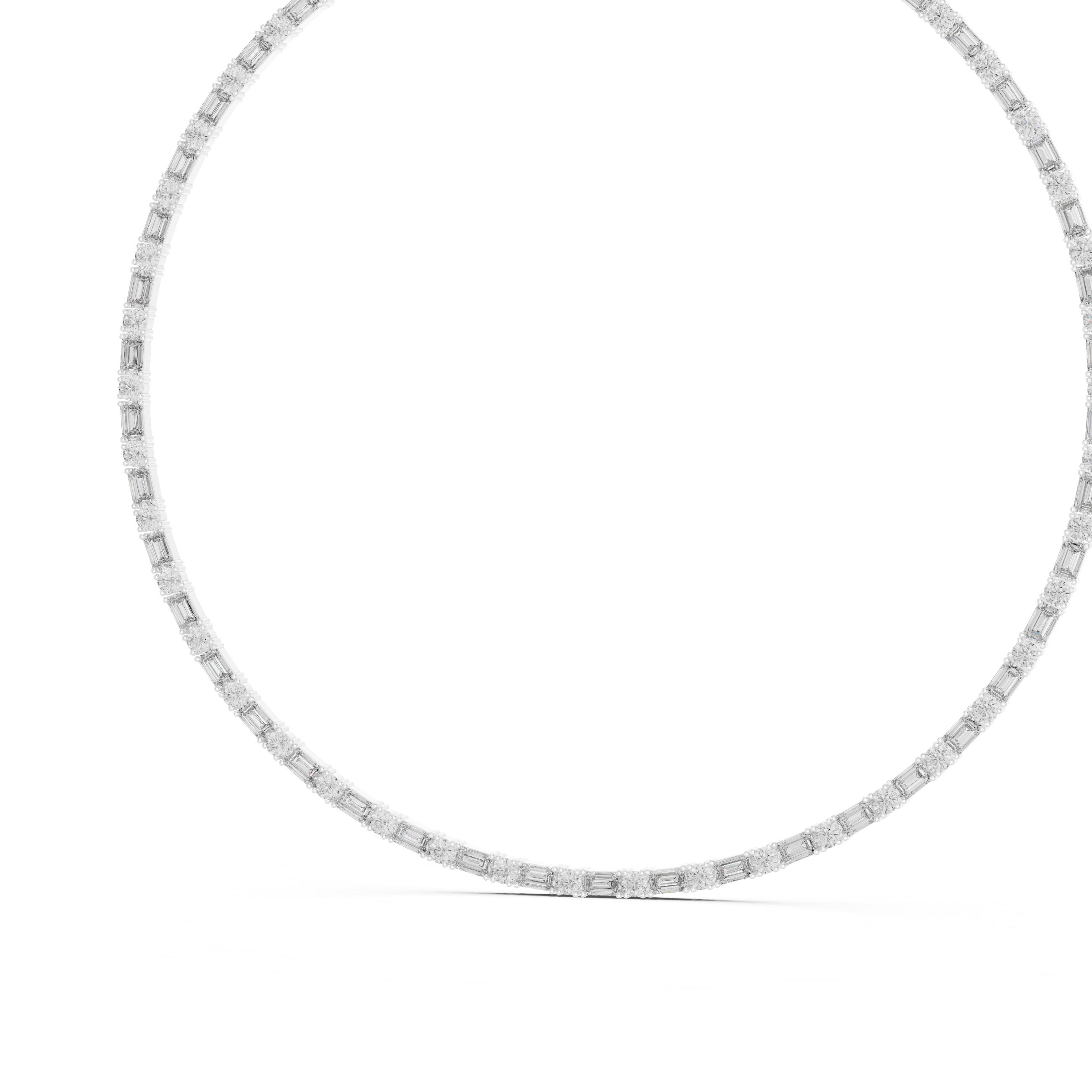 Emerald and Round Diamond Riviera Tennis Necklace with Alternating Brilliance