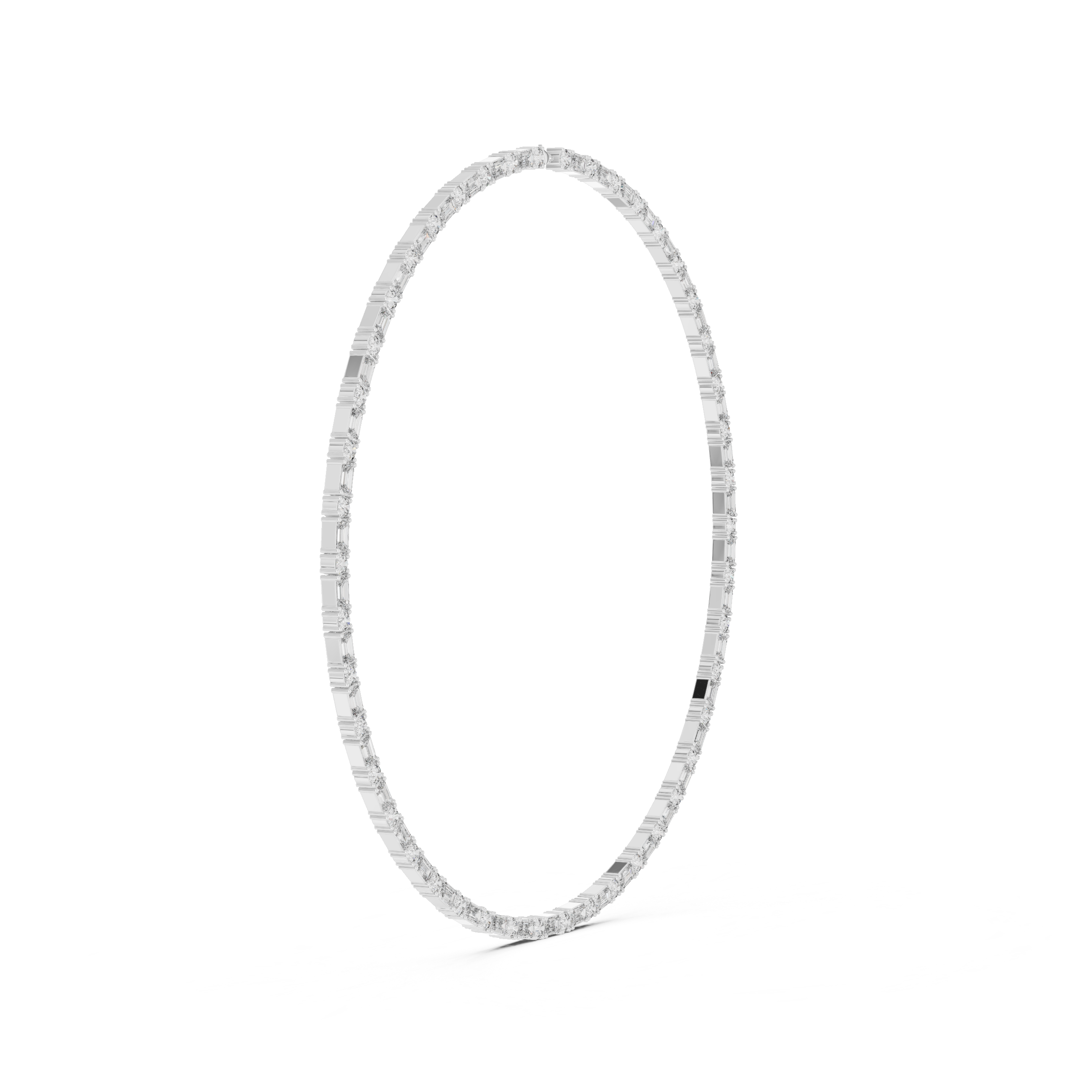 Emerald and Round Diamond Riviera Tennis Necklace with Alternating Brilliance