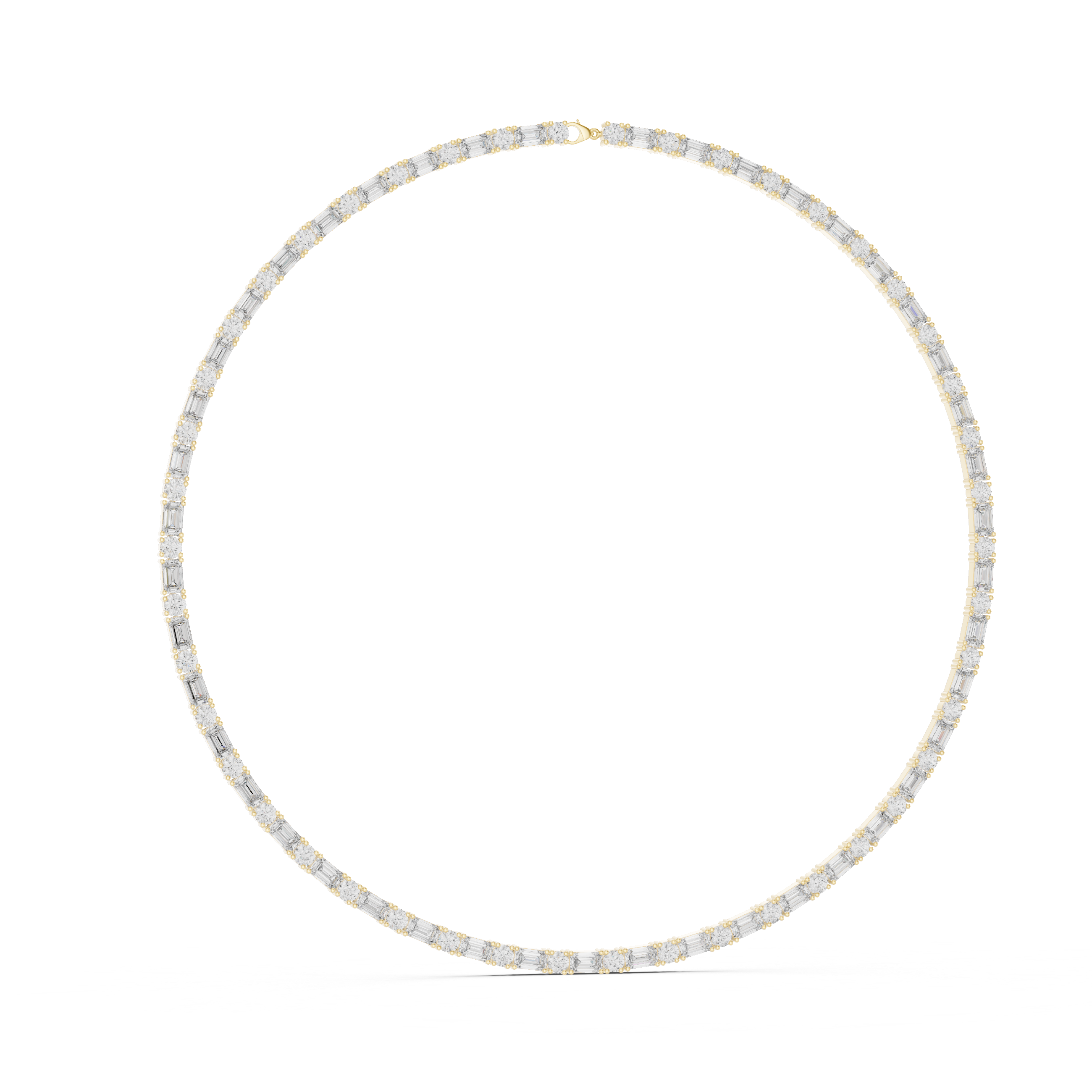 Emerald and Round Diamond Riviera Tennis Necklace with Alternating Brilliance