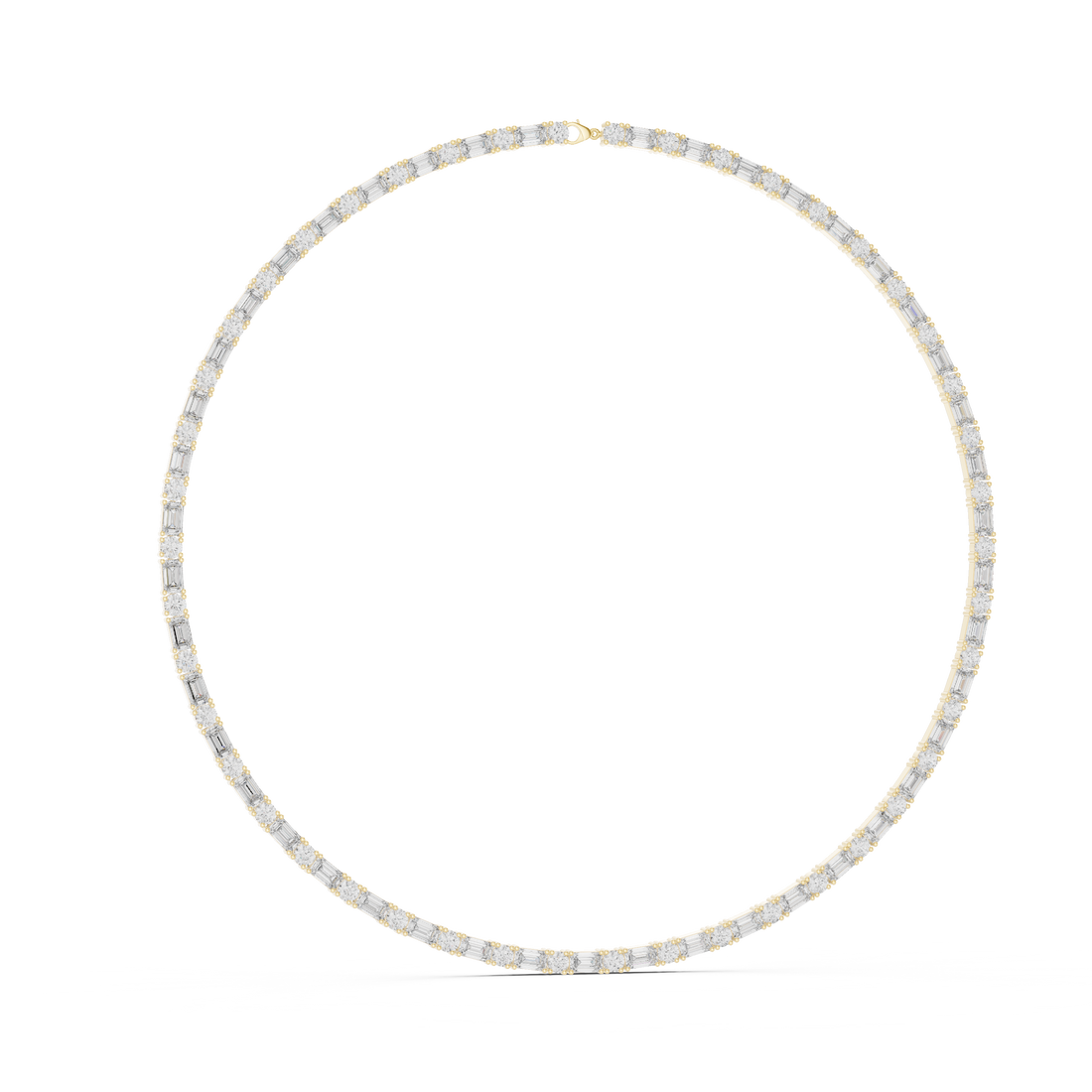 Emerald and Round Diamond Riviera Tennis Necklace with Alternating Brilliance