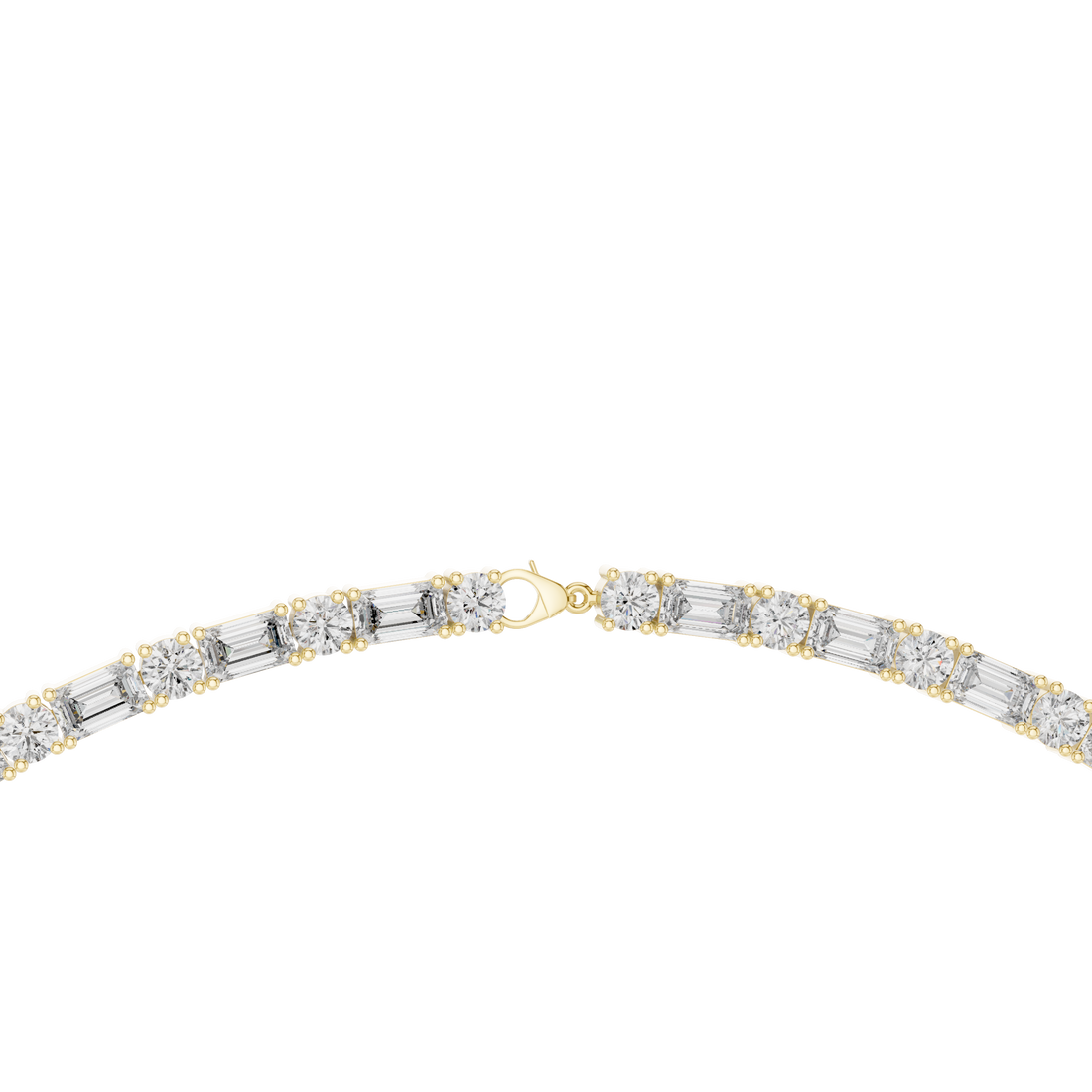 Emerald and Round Diamond Riviera Tennis Necklace with Alternating Brilliance