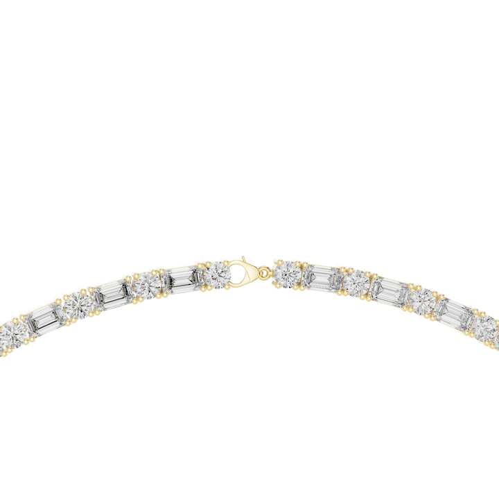 Emerald and Round Diamond Riviera Tennis Necklace with Alternating Brilliance