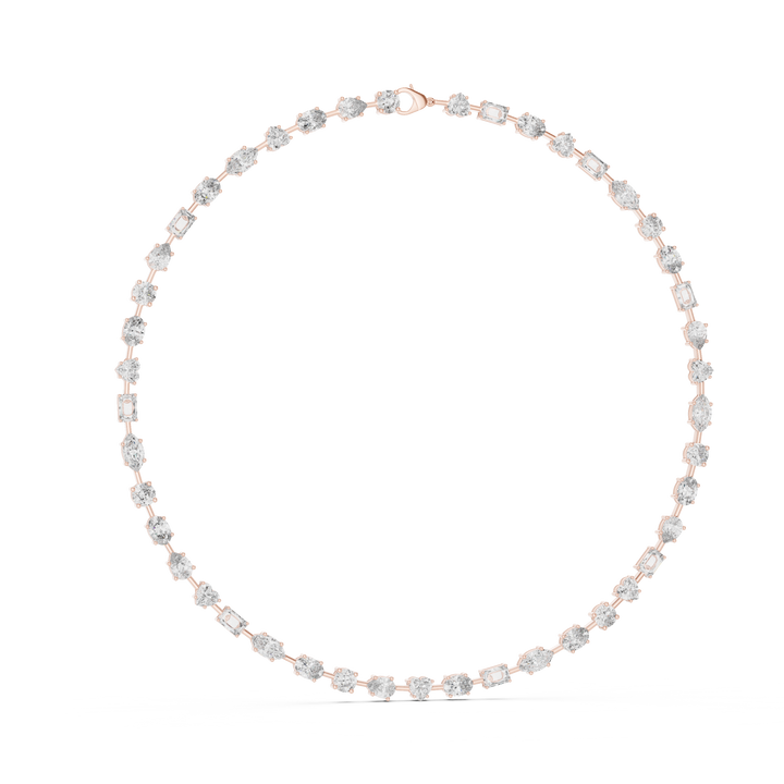 Multi Shape Diamond Riviera Necklace with Fancy Cut Station Links