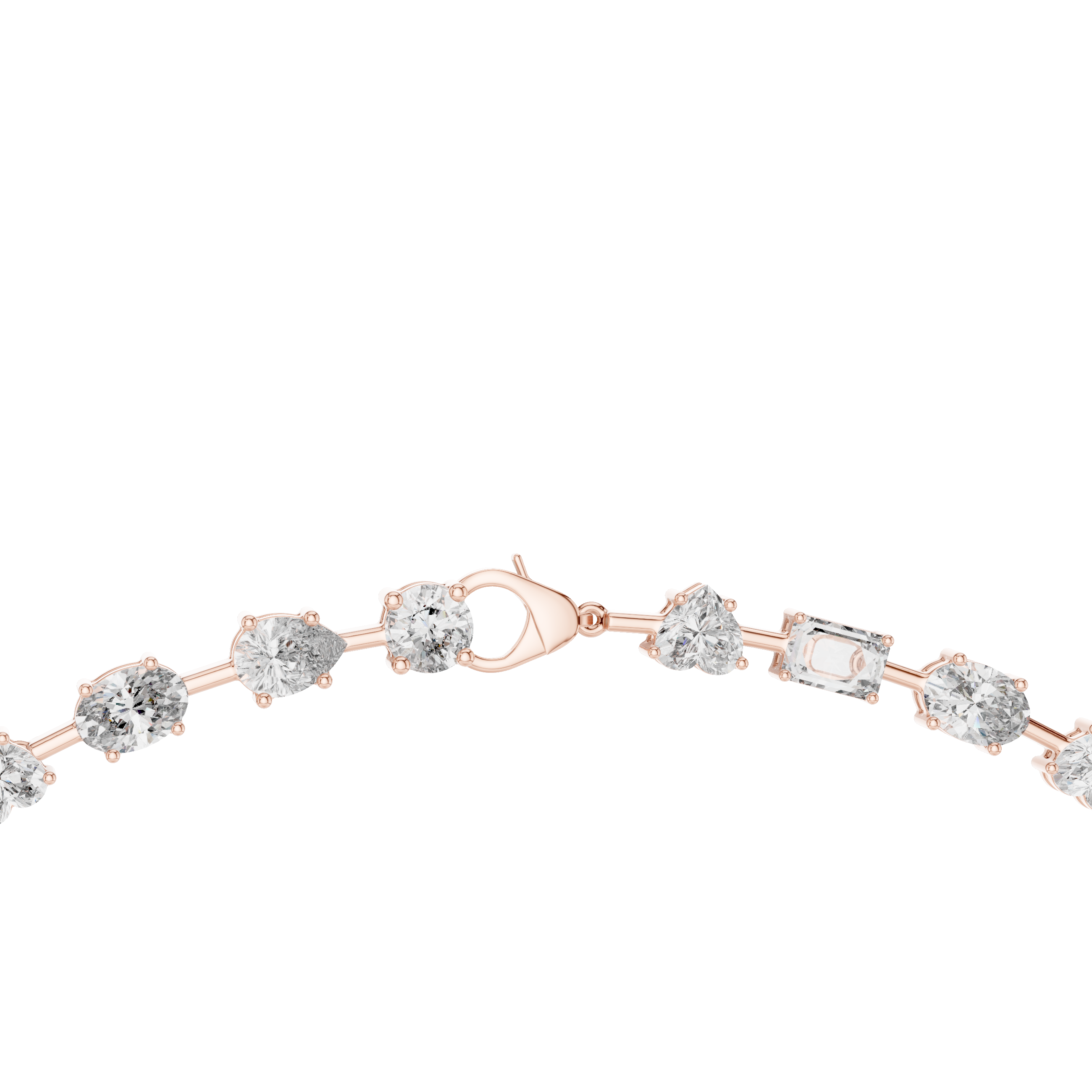 Multi Shape Diamond Riviera Necklace with Fancy Cut Station Links