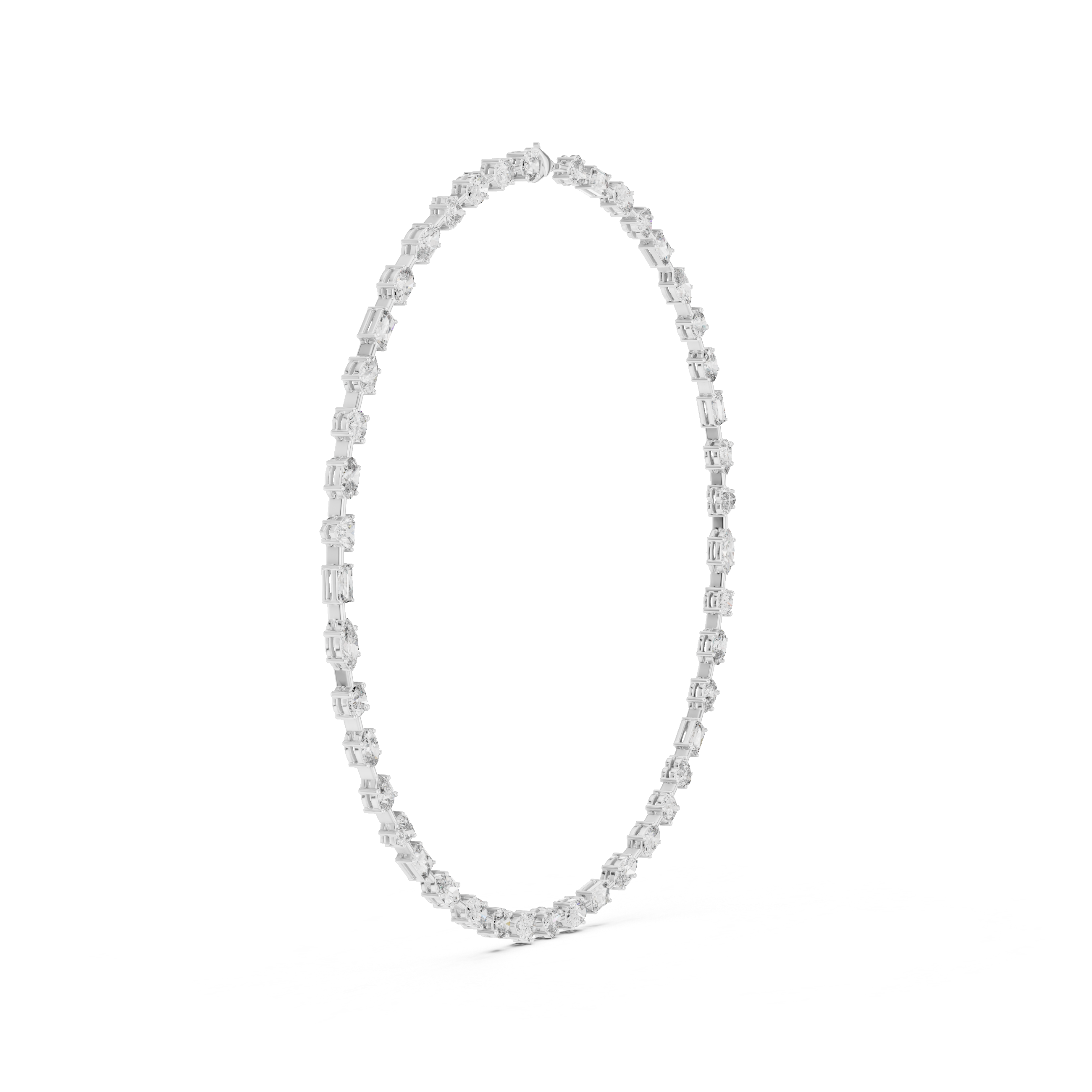 Multi Shape Diamond Riviera Necklace with Fancy Cut Station Links