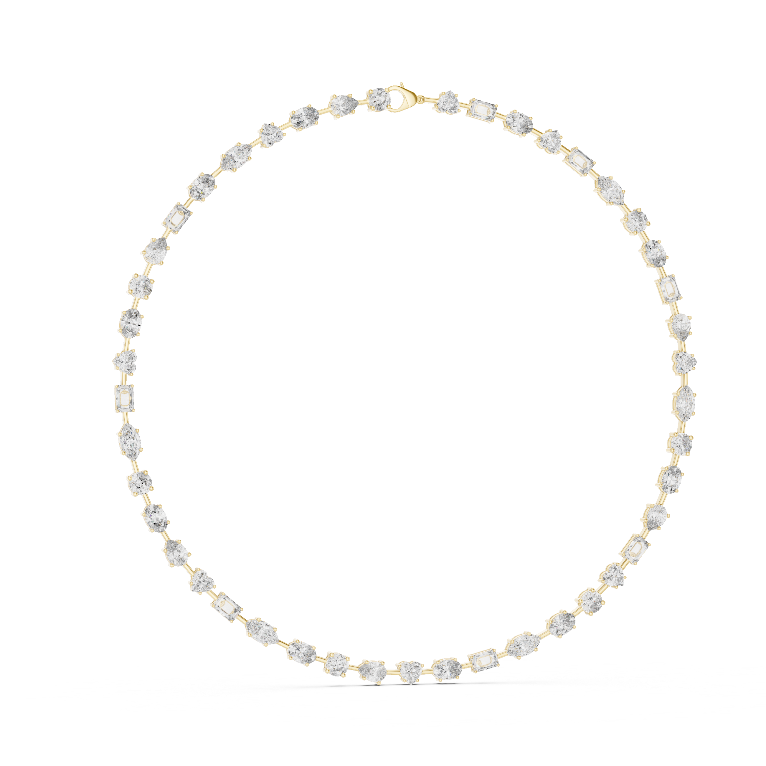 Multi Shape Diamond Riviera Necklace with Fancy Cut Station Links