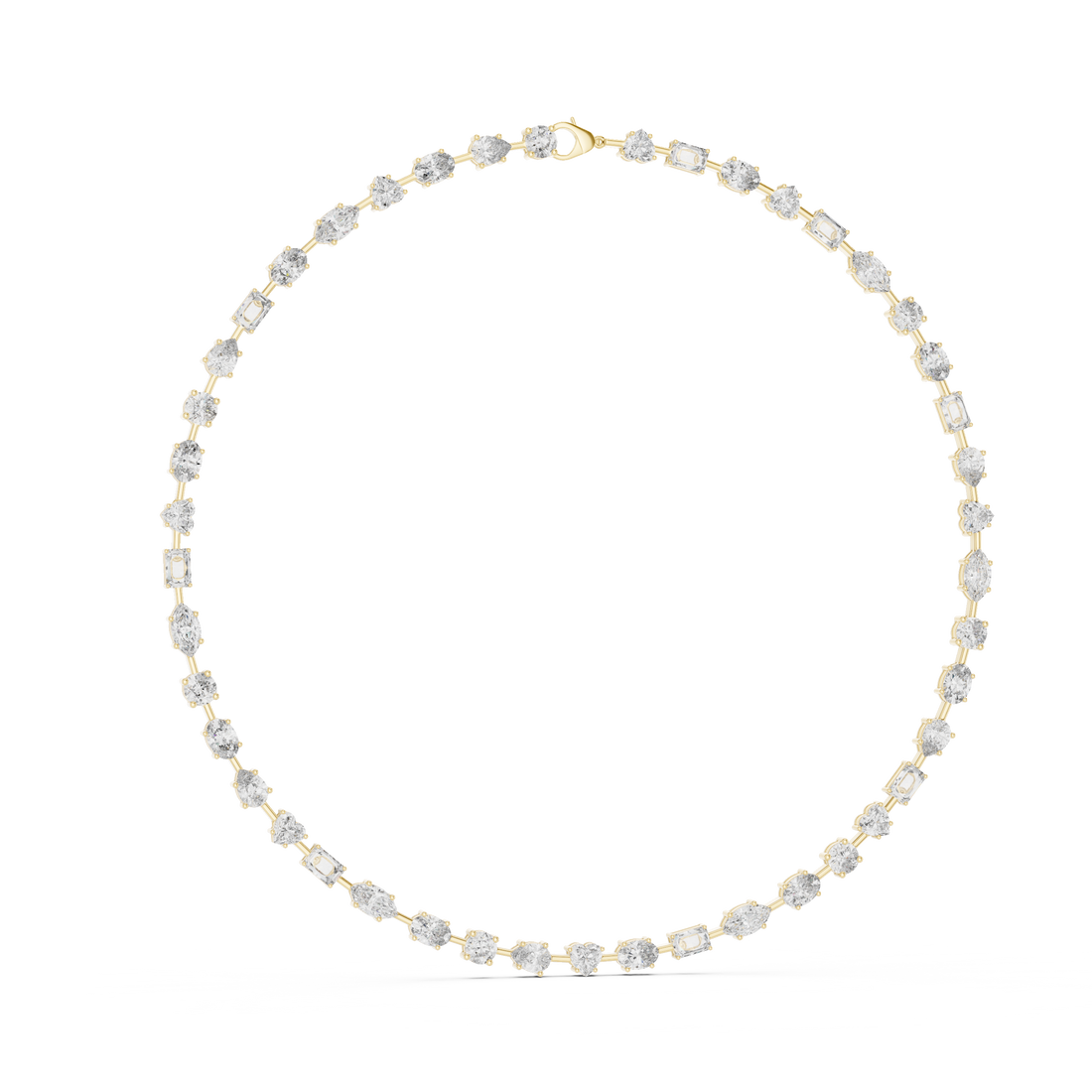 Multi Shape Diamond Riviera Necklace with Fancy Cut Station Links