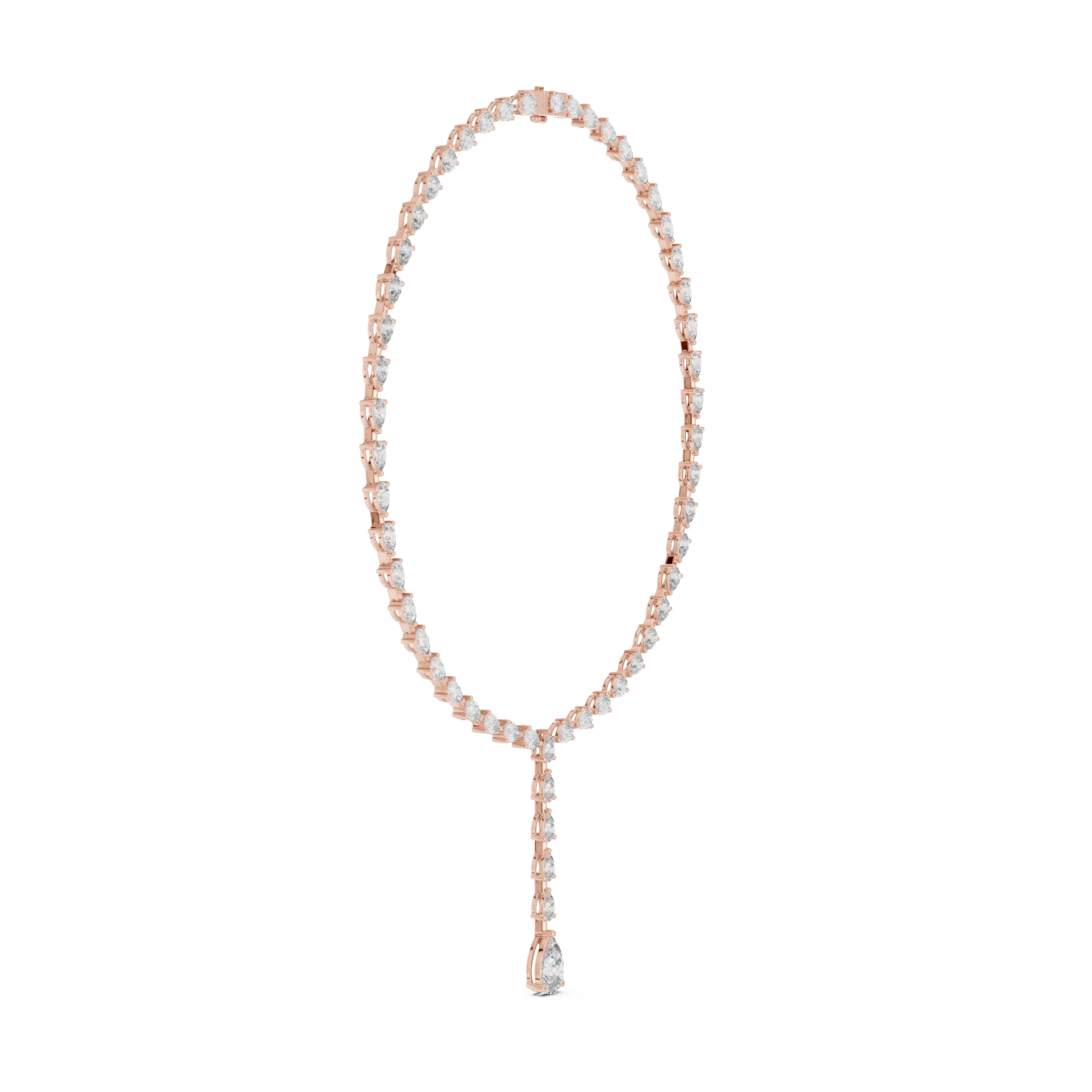 Pear Cut Diamond Lariat Riviera Necklace with Graduated Drop Pendant