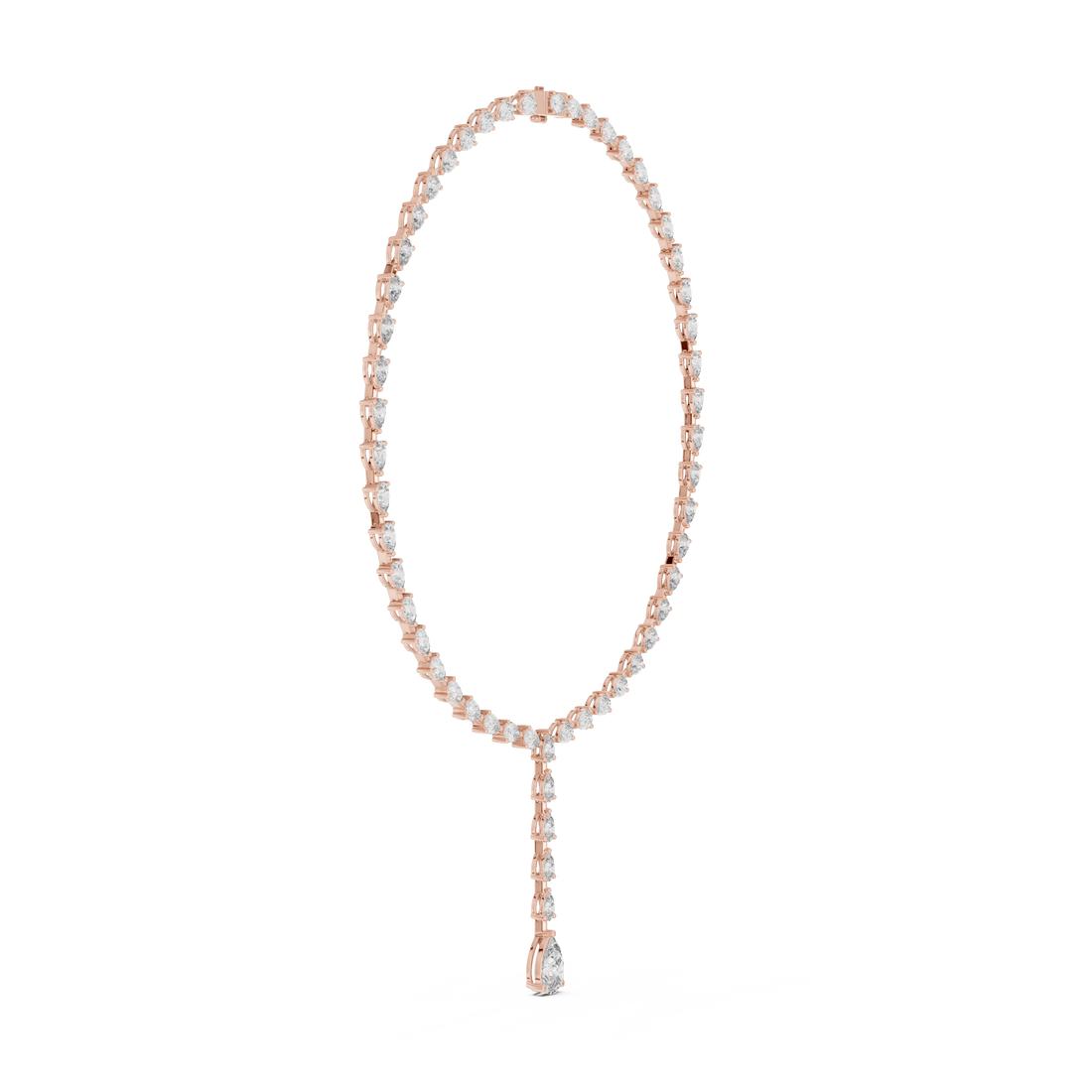 Pear Cut Diamond Lariat Riviera Necklace with Graduated Drop Pendant