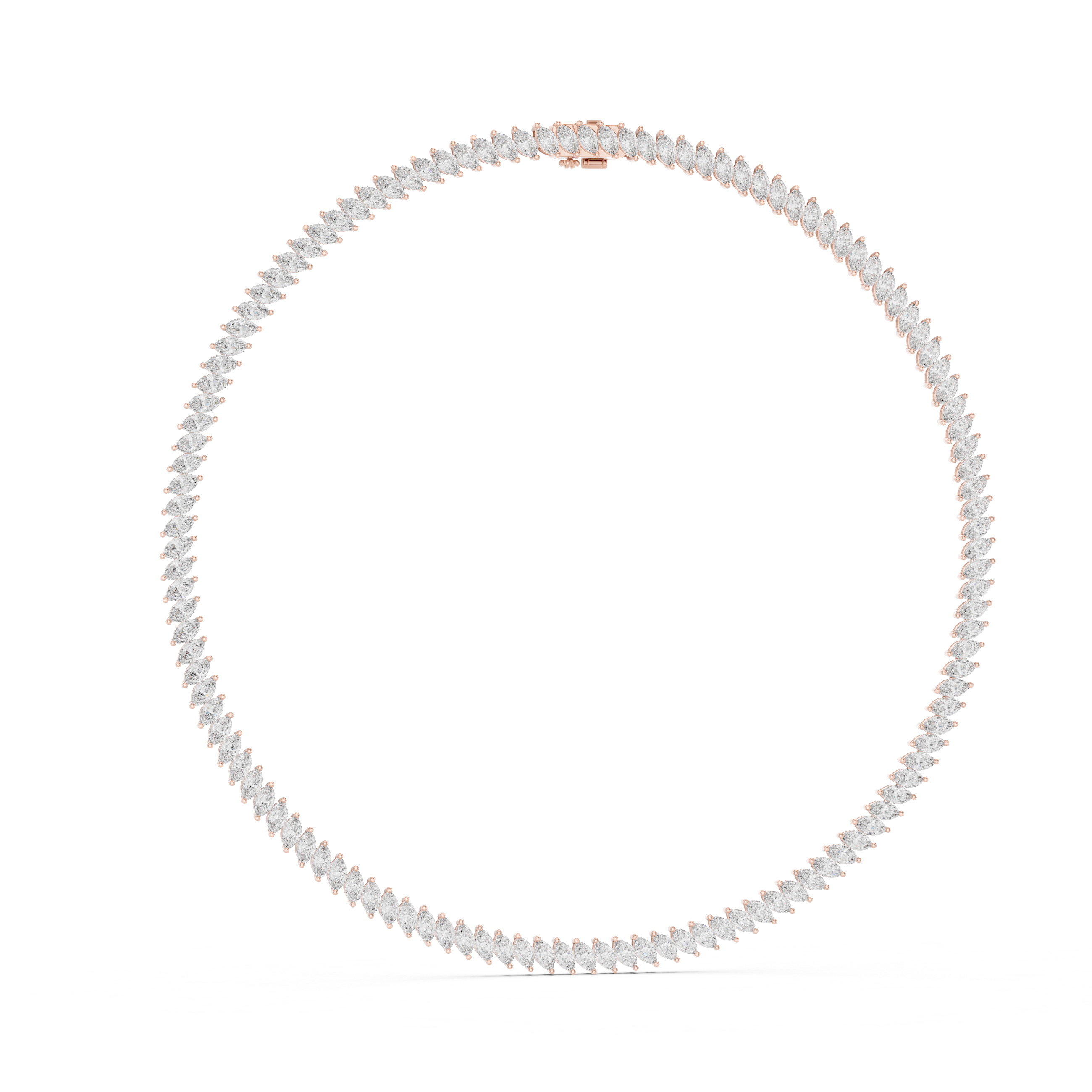 Marquise Cut Diamond Riviera Tennis Necklace with Continuous Collet Set Brilliance