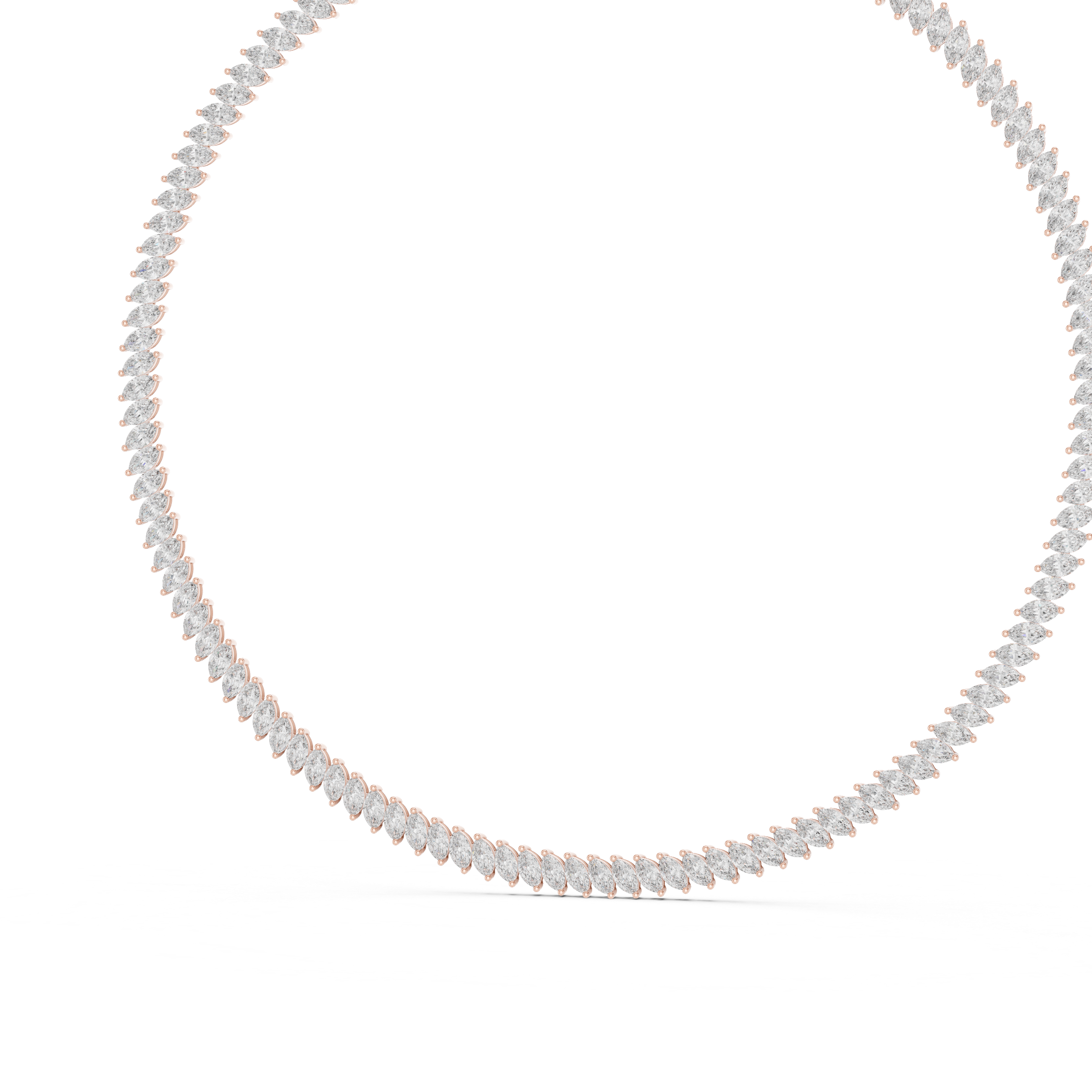 Marquise Cut Diamond Riviera Tennis Necklace with Continuous Collet Set Brilliance