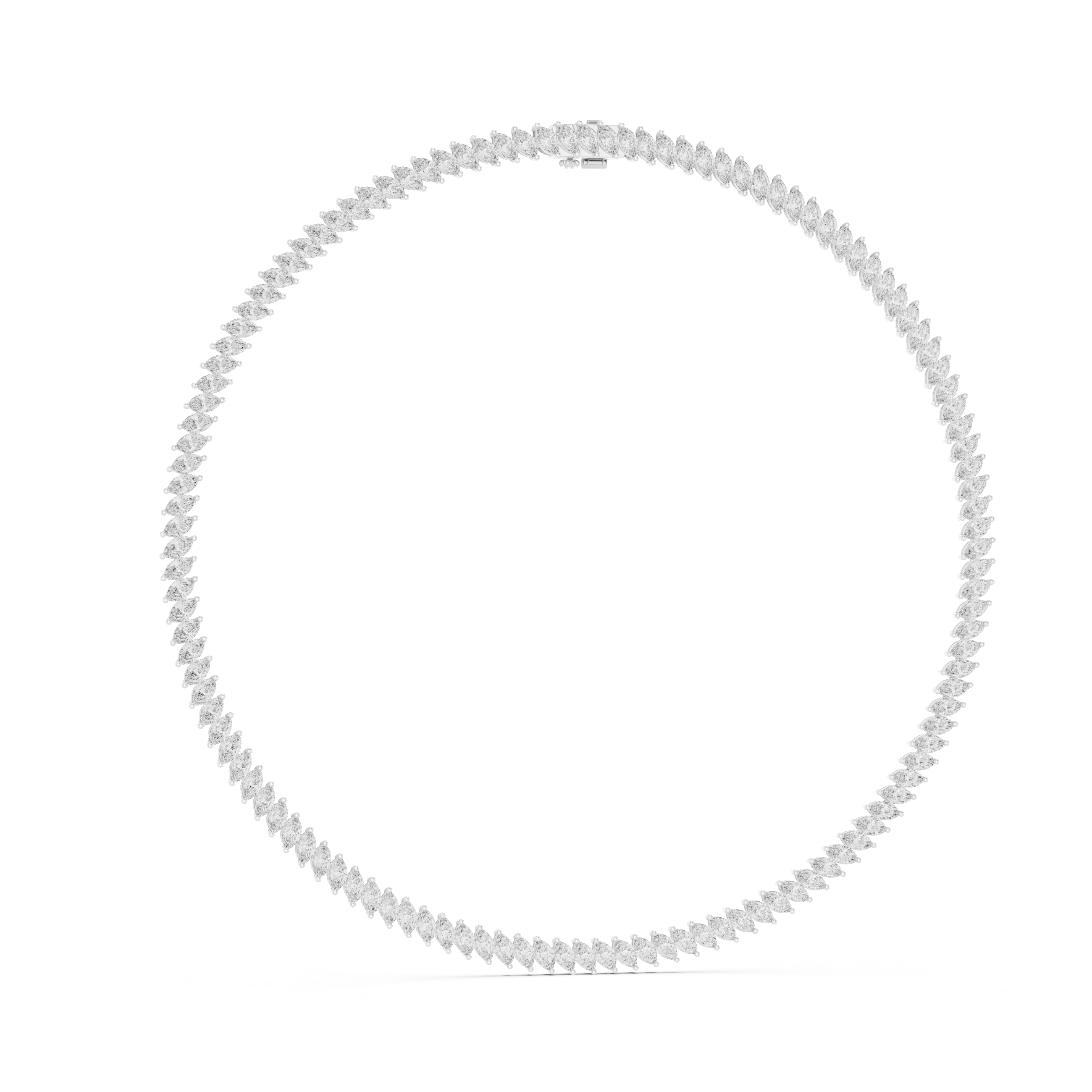 Marquise Cut Diamond Riviera Tennis Necklace with Continuous Collet Set Brilliance