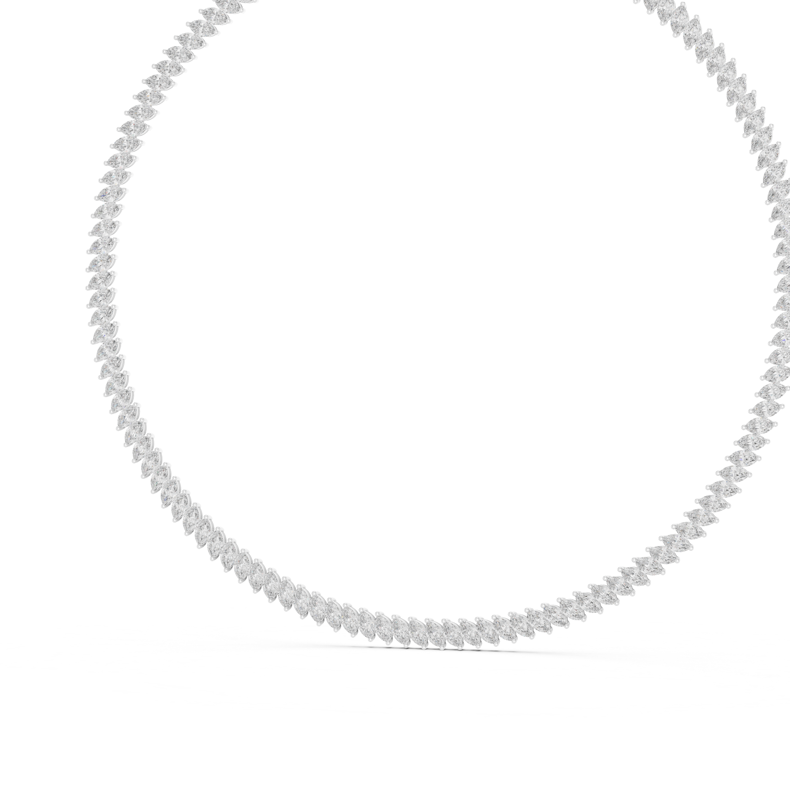 Marquise Cut Diamond Riviera Tennis Necklace with Continuous Collet Set Brilliance