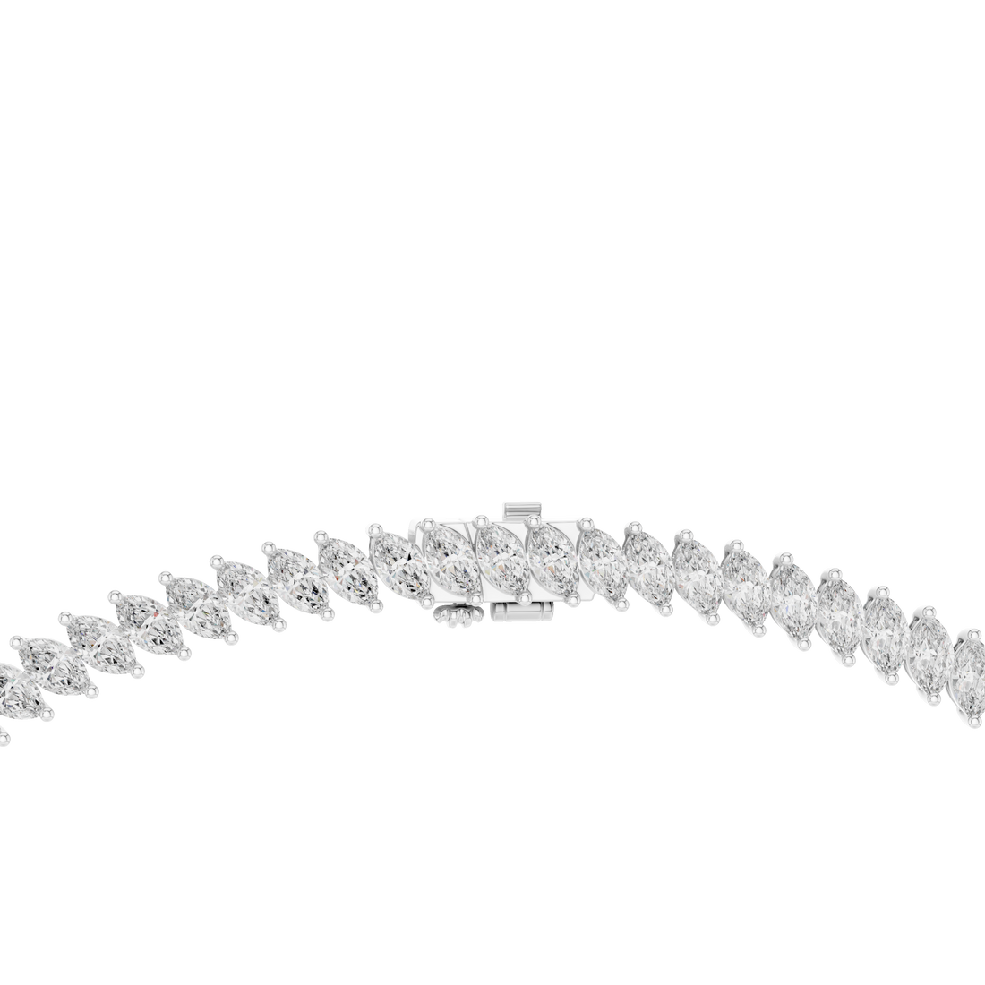 Marquise Cut Diamond Riviera Tennis Necklace with Continuous Collet Set Brilliance