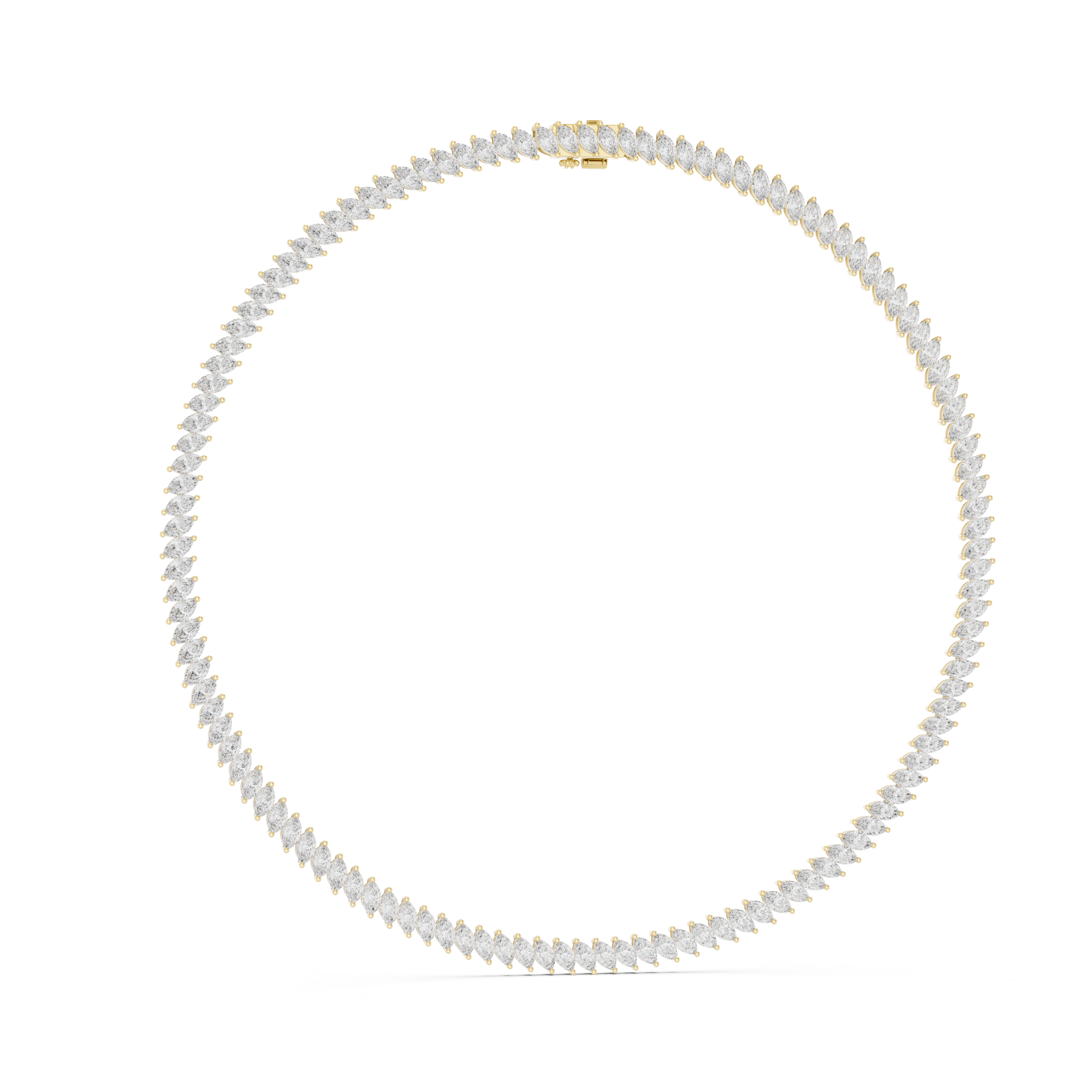 Marquise Cut Diamond Riviera Tennis Necklace with Continuous Collet Set Brilliance