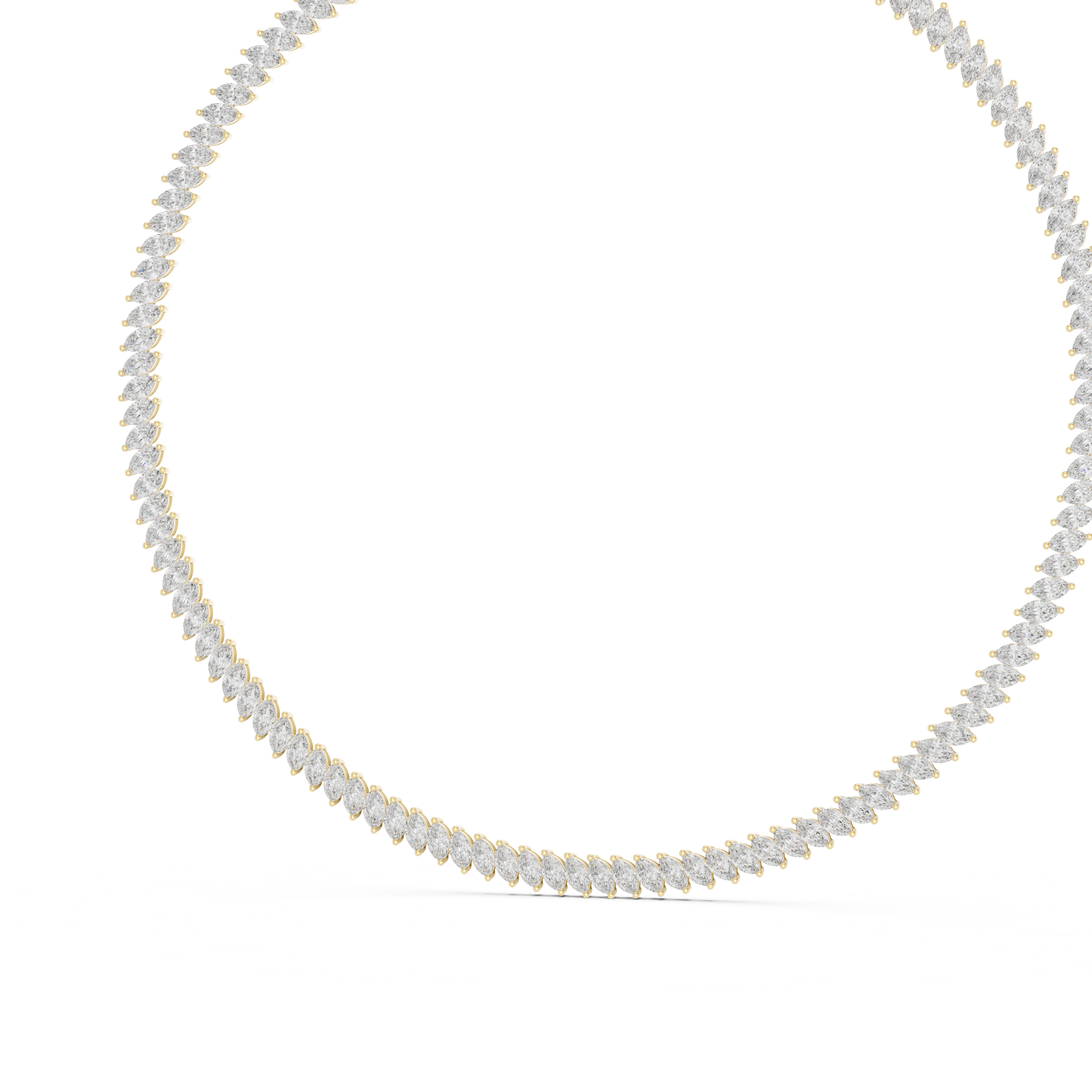 Marquise Cut Diamond Riviera Tennis Necklace with Continuous Collet Set Brilliance