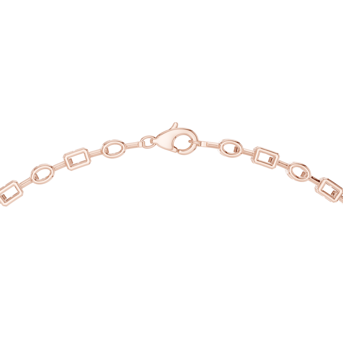 Mixed Cut Diamond Link Chain Necklace with Emerald Cut Drop Pendant