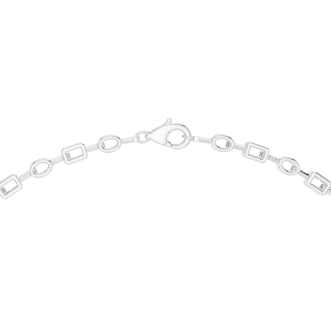 Mixed Cut Diamond Link Chain Necklace with Emerald Cut Drop Pendant