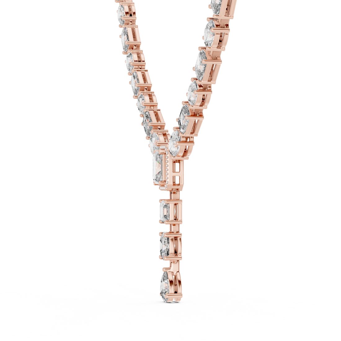 Multi Shape Diamond Halo Drop Riviera Statement Necklace