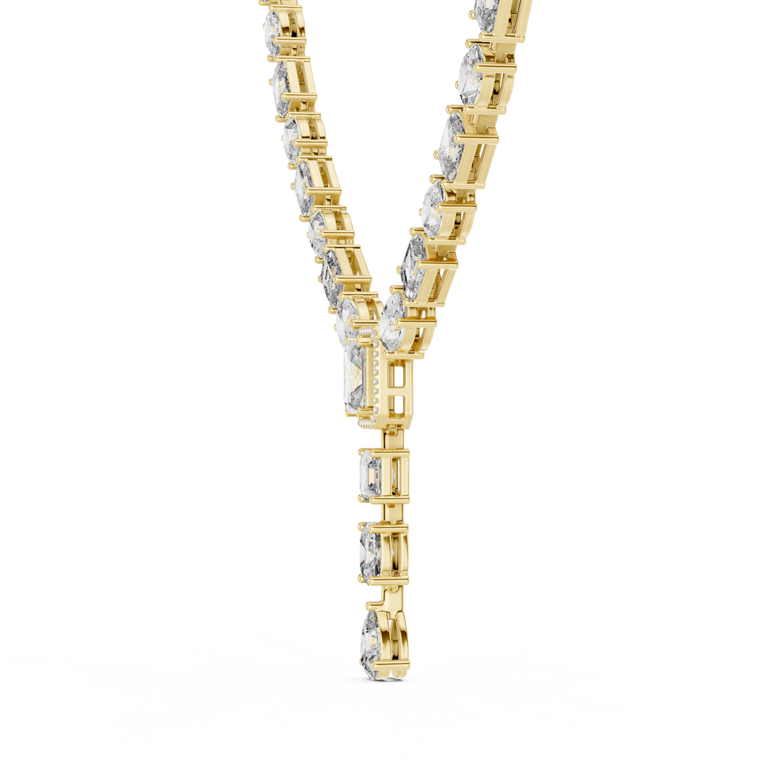 Multi Shape Diamond Halo Drop Riviera Statement Necklace