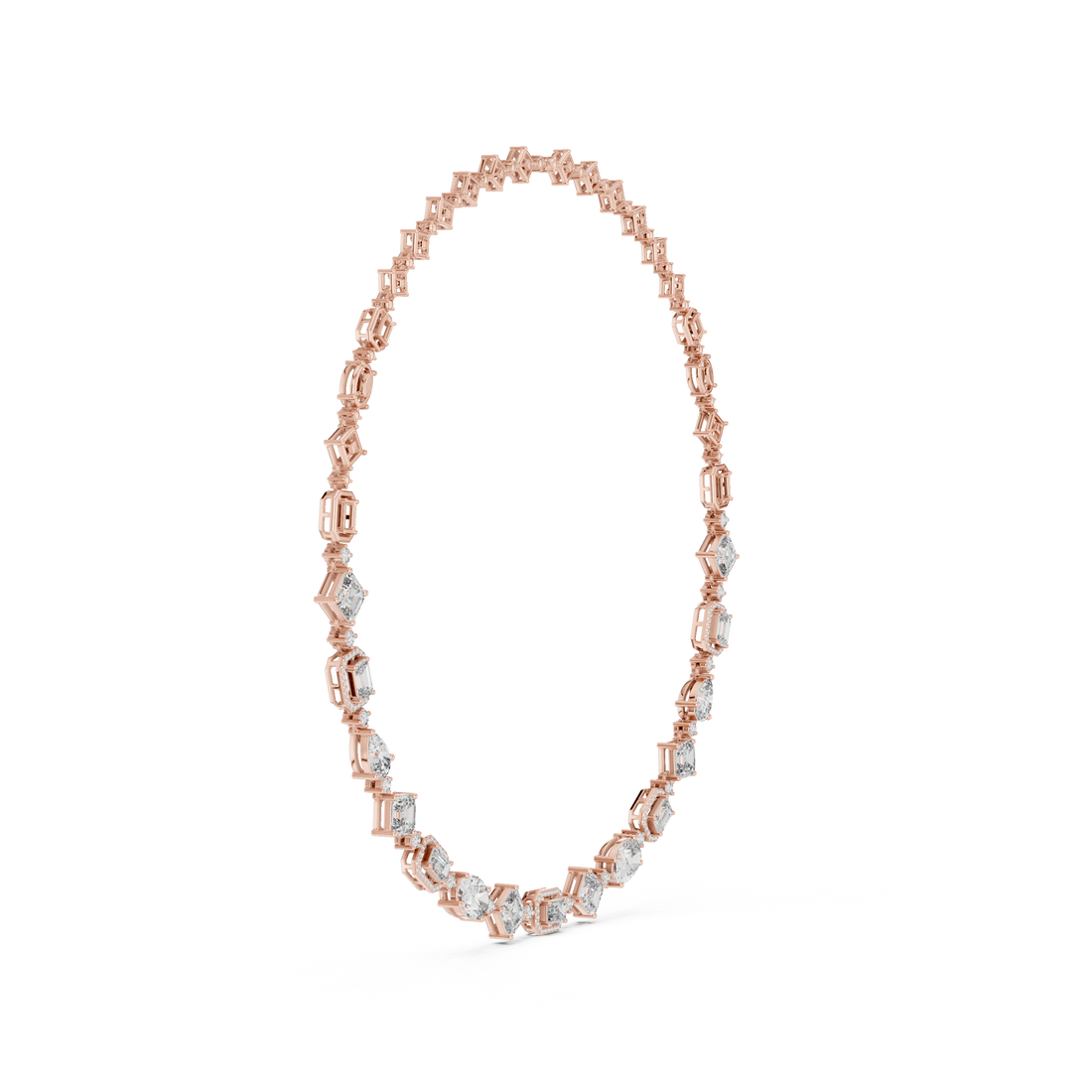 Radiant Mixed Cut Diamond Station Chain Necklace