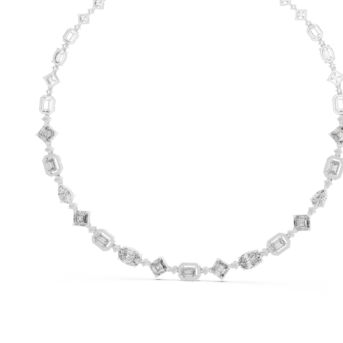 Radiant Mixed Cut Diamond Station Chain Necklace