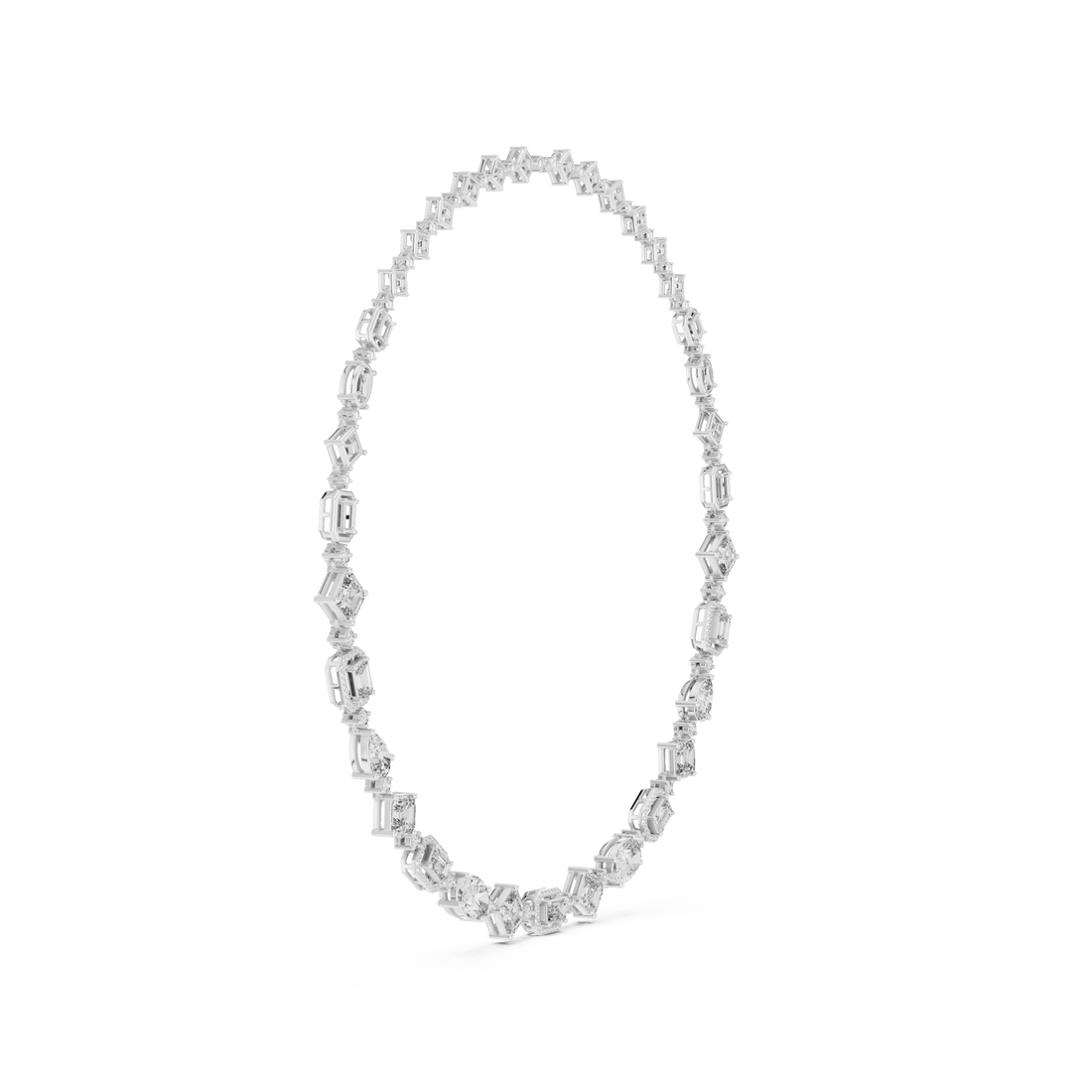 Radiant Mixed Cut Diamond Station Chain Necklace