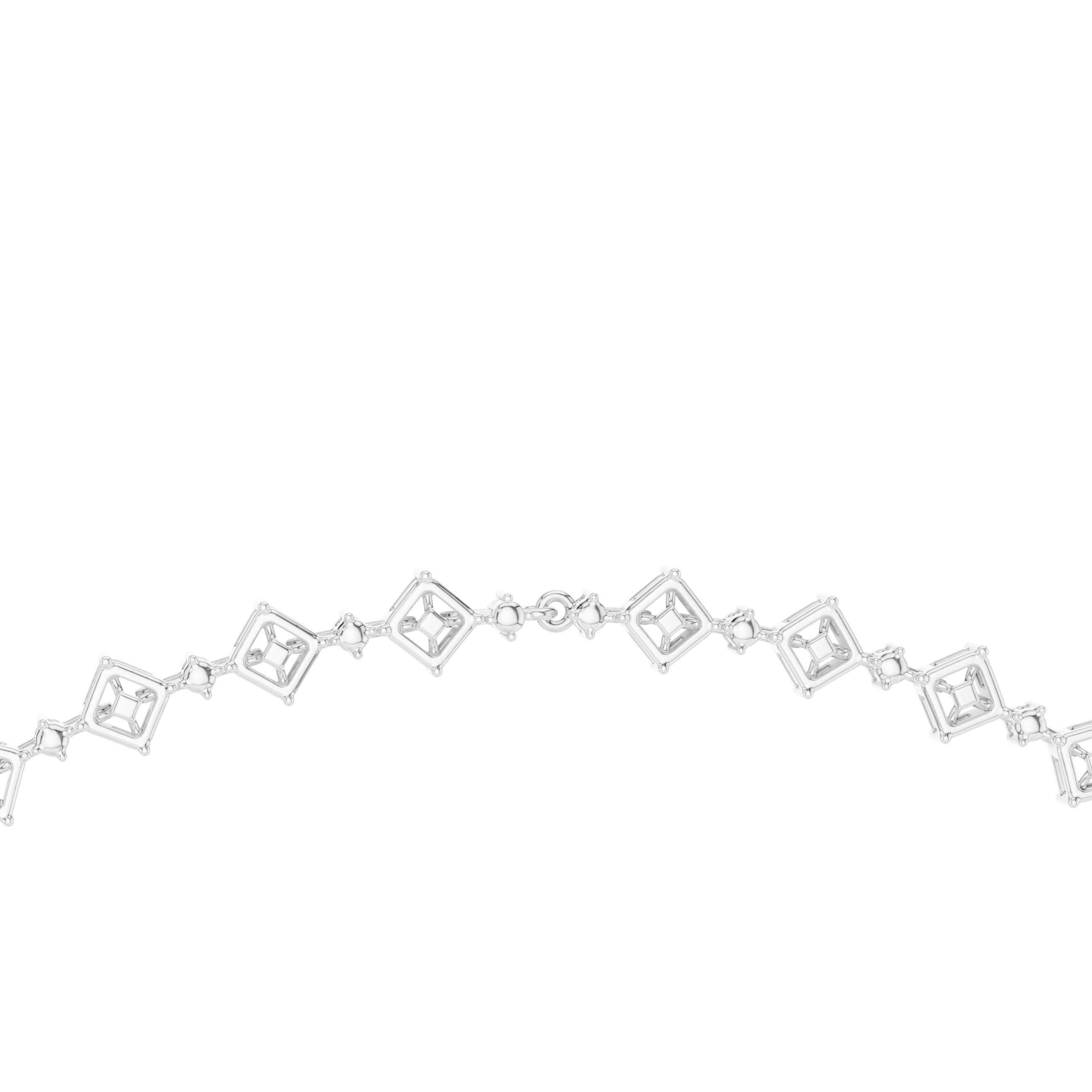 Radiant Mixed Cut Diamond Station Chain Necklace