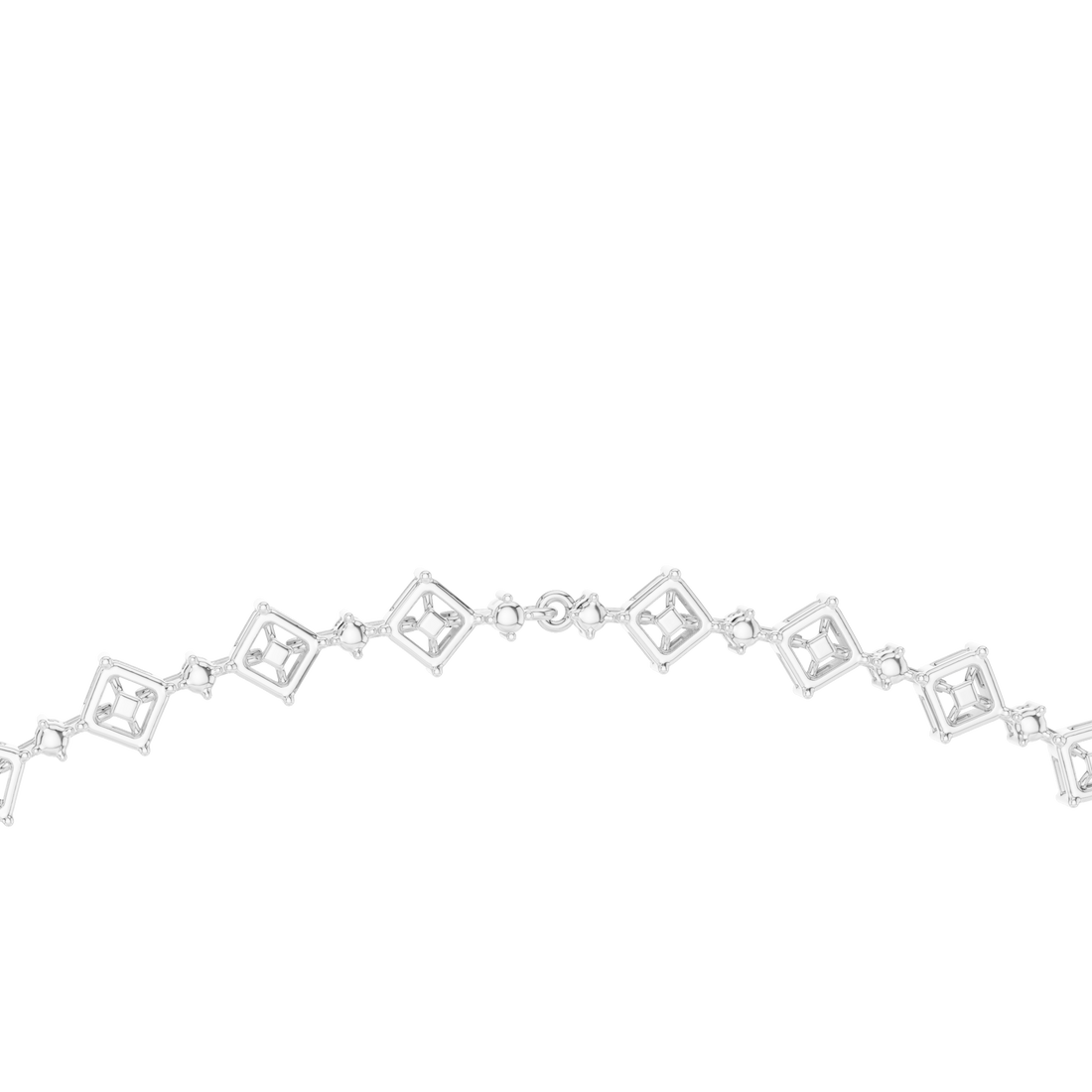 Radiant Mixed Cut Diamond Station Chain Necklace