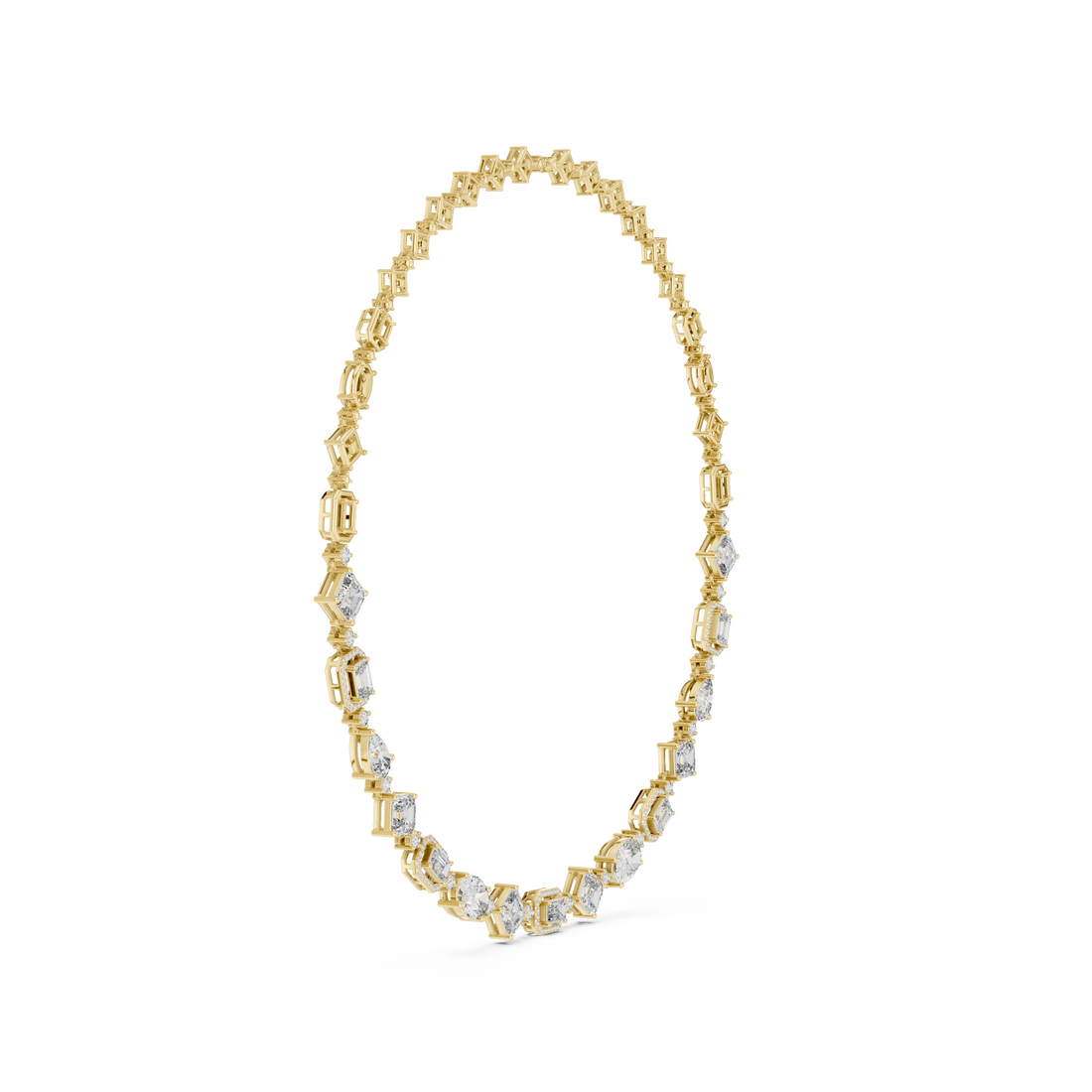 Radiant Mixed Cut Diamond Station Chain Necklace