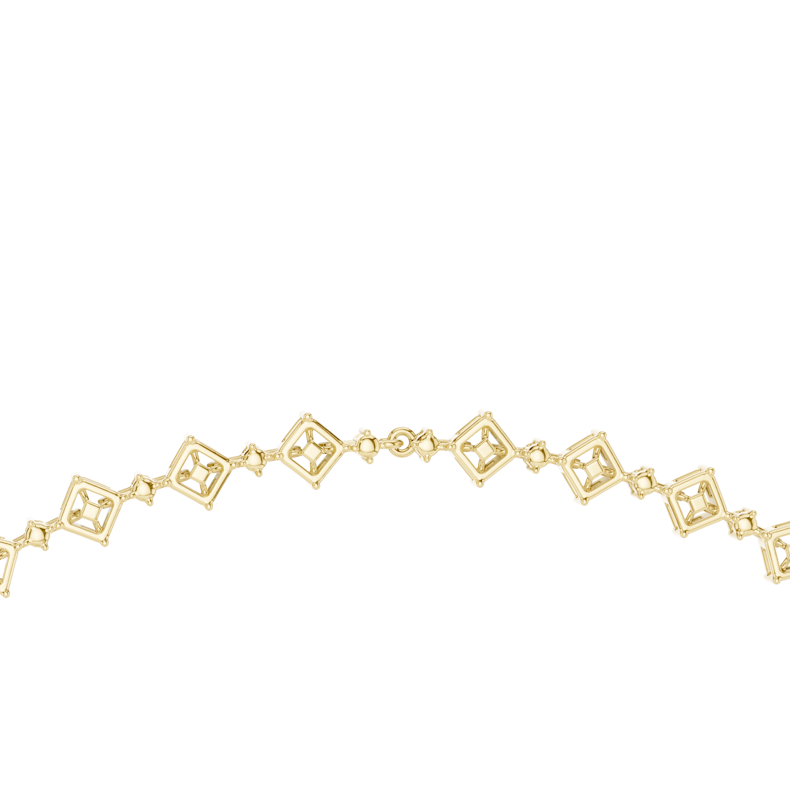 Radiant Mixed Cut Diamond Station Chain Necklace