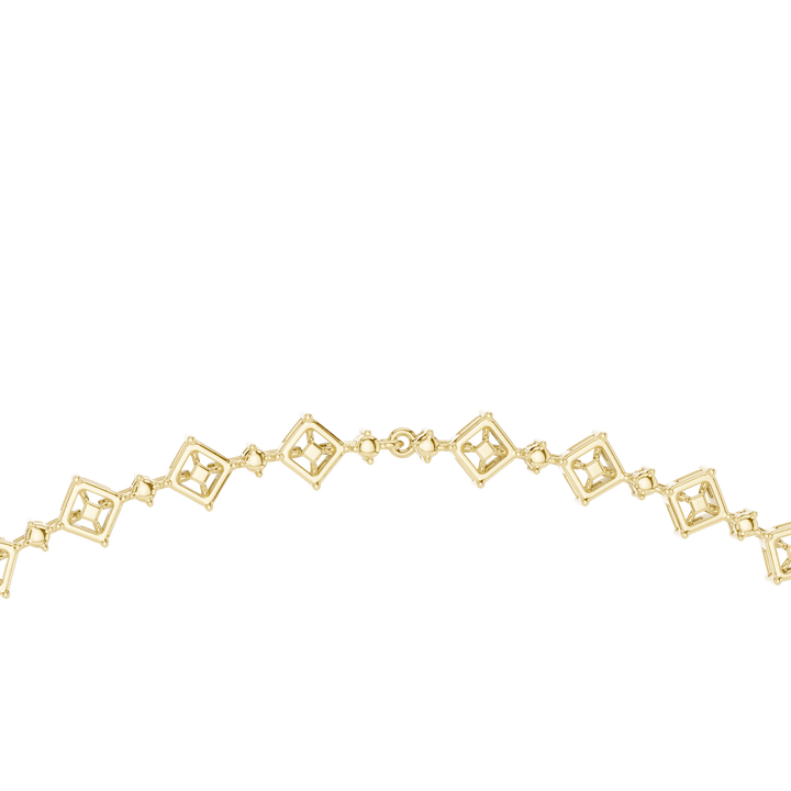 Radiant Mixed Cut Diamond Station Chain Necklace