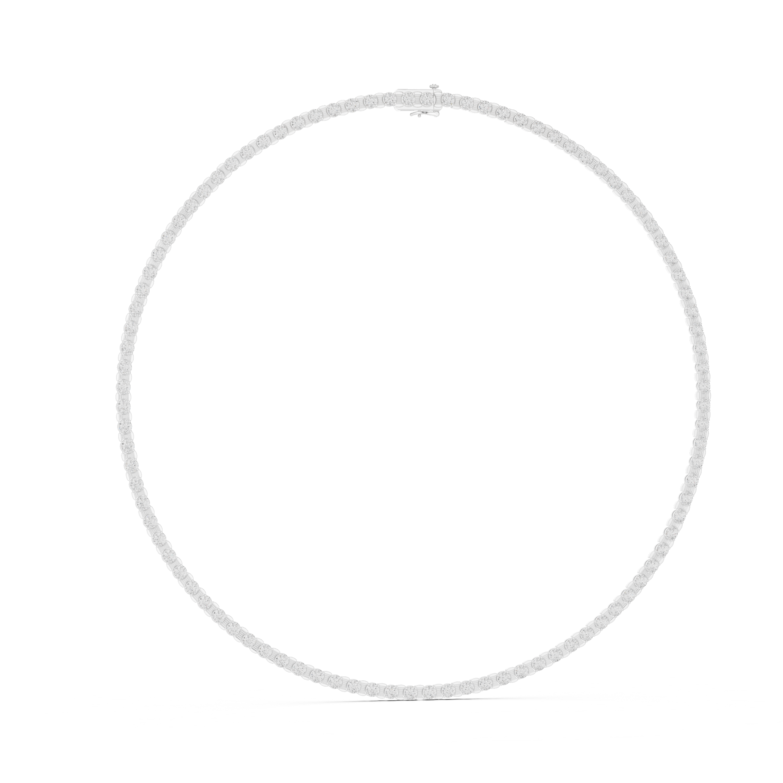 Classic Round Diamond Tennis Chain Necklace