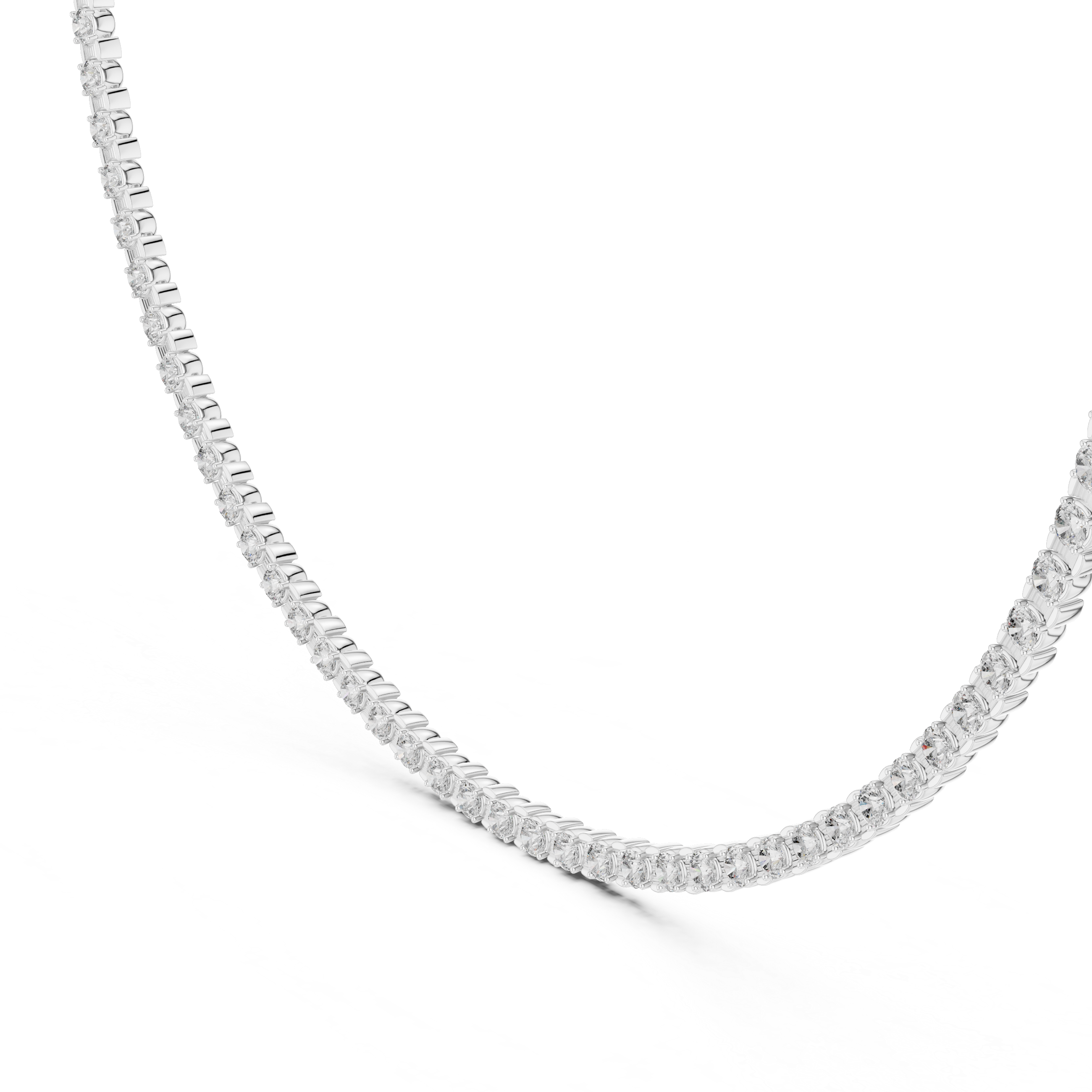 Round Brilliant Diamond Collet Riviera Tennis Necklace