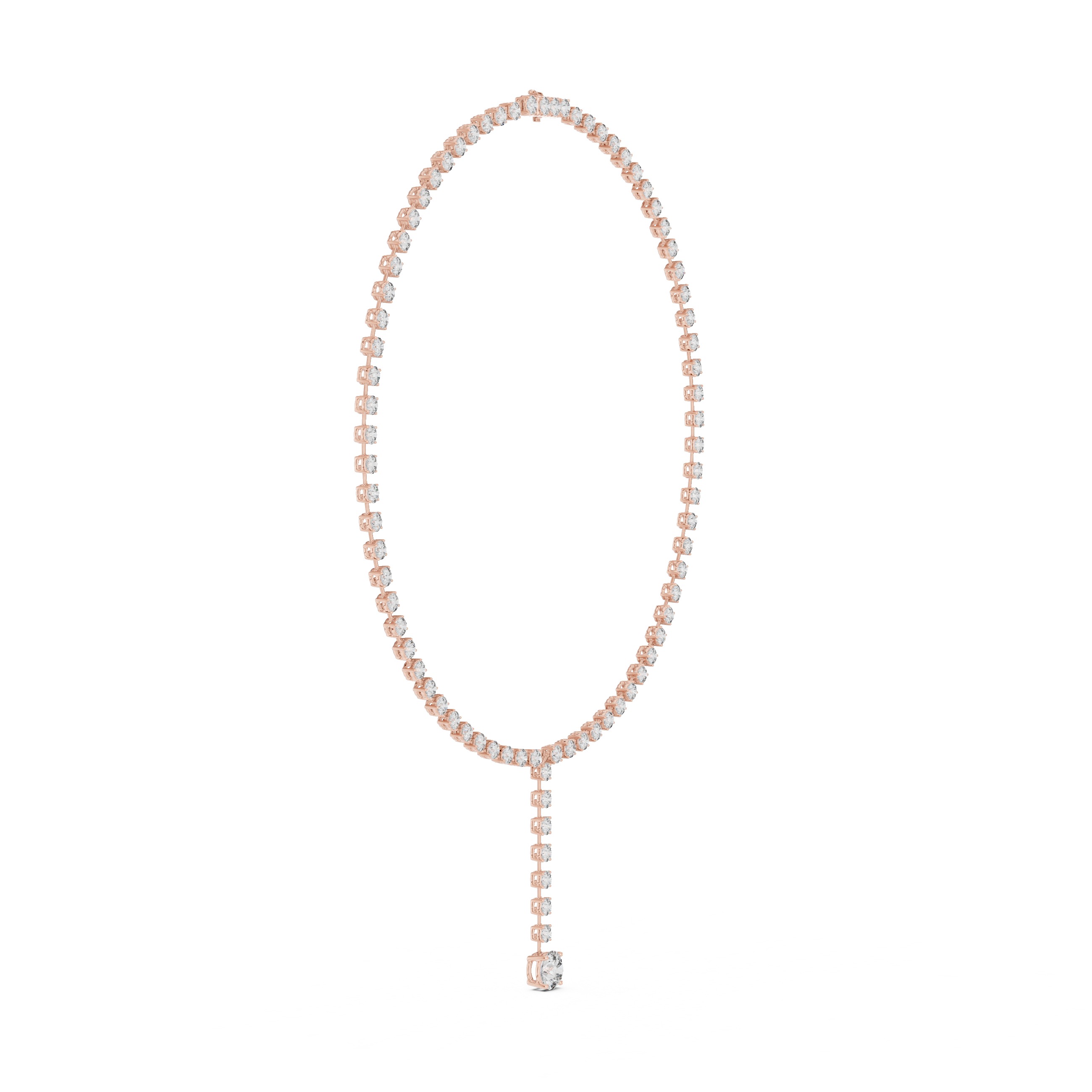 Round Brilliant Diamond Riviera Lariat Drop Pendant Necklace