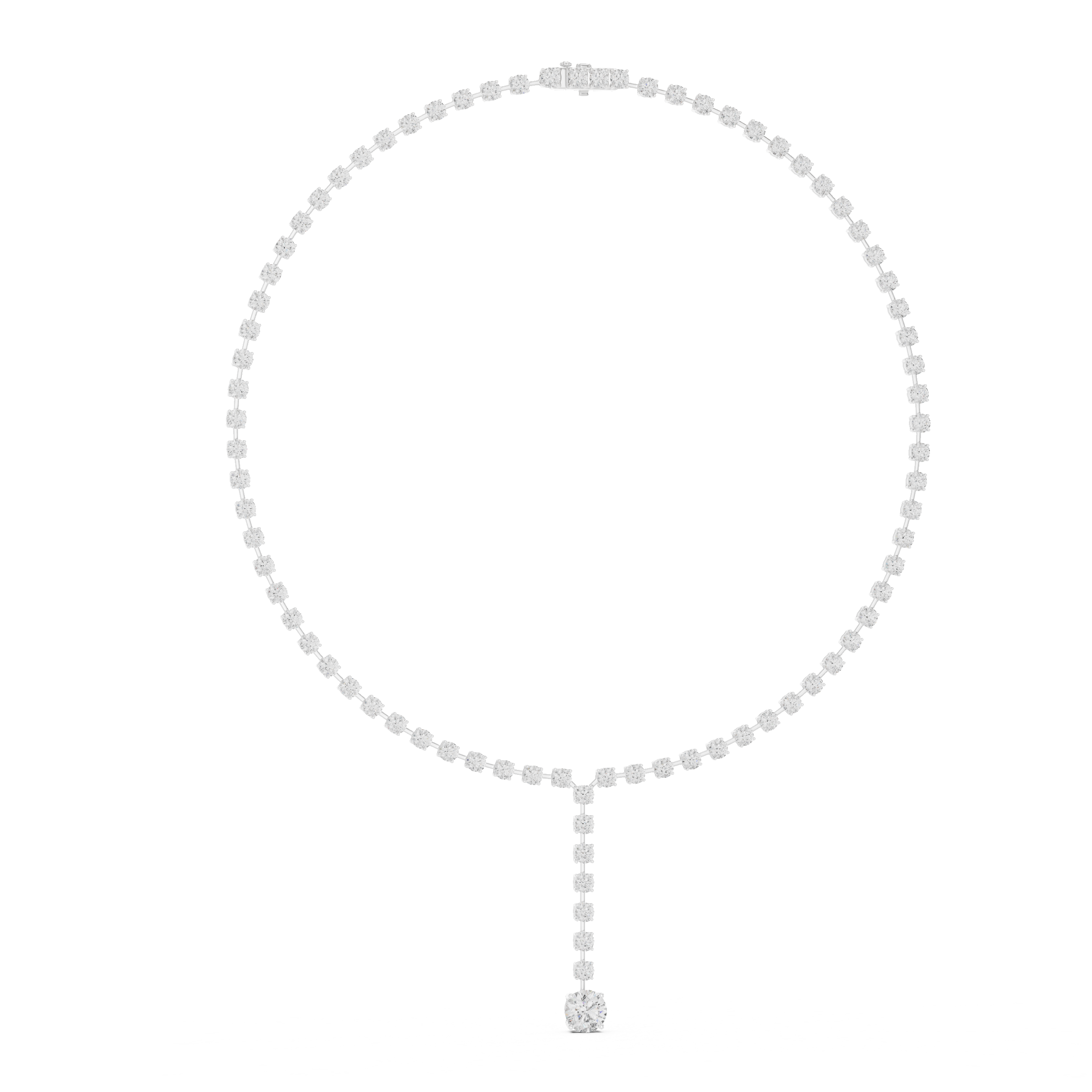 Round Brilliant Diamond Riviera Lariat Drop Pendant Necklace