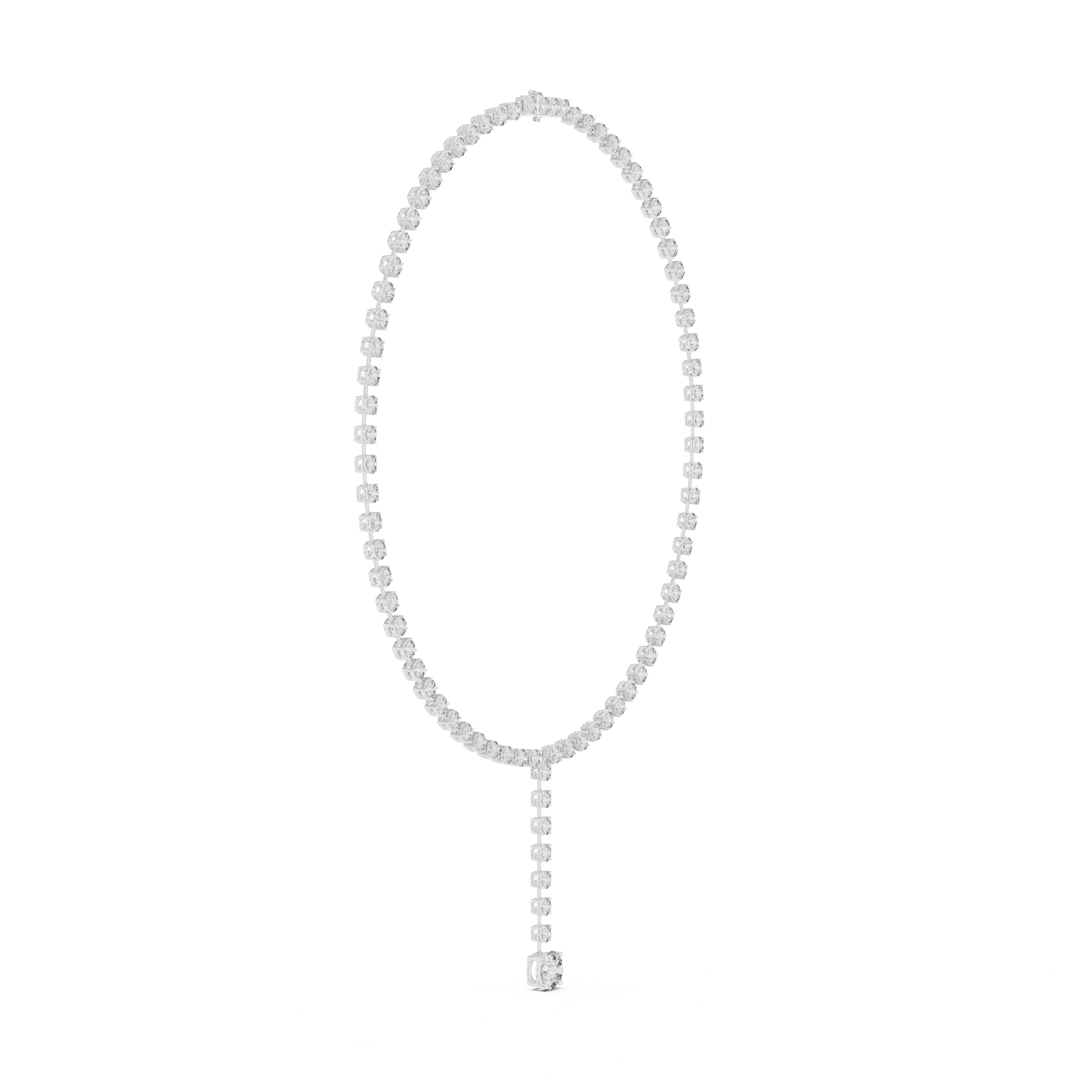Round Brilliant Diamond Riviera Lariat Drop Pendant Necklace