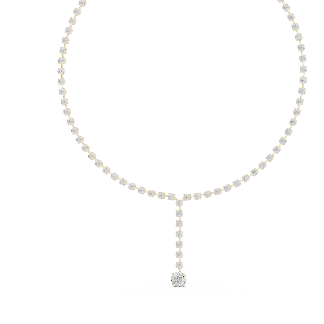 Round Brilliant Diamond Riviera Lariat Drop Pendant Necklace