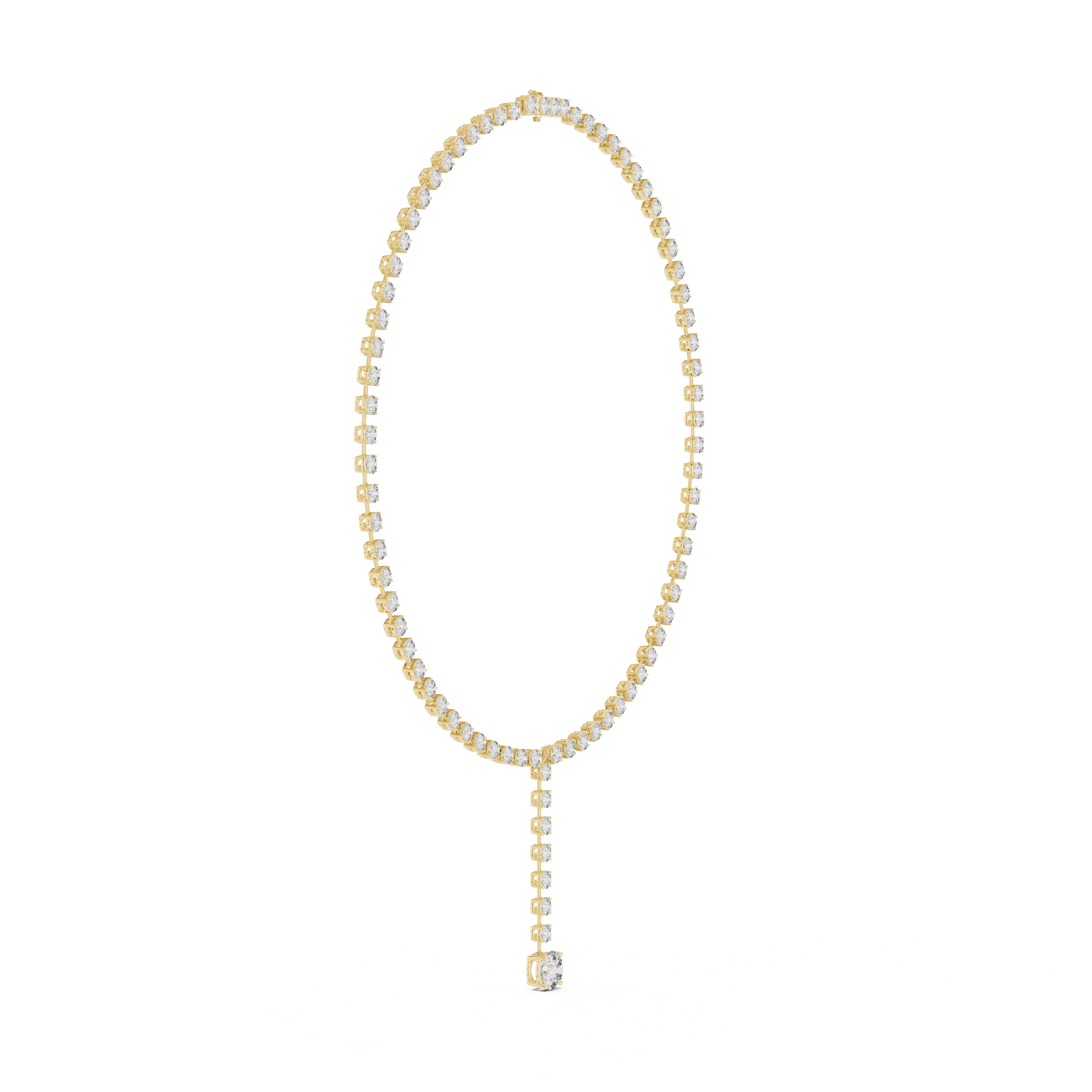 Round Brilliant Diamond Riviera Lariat Drop Pendant Necklace