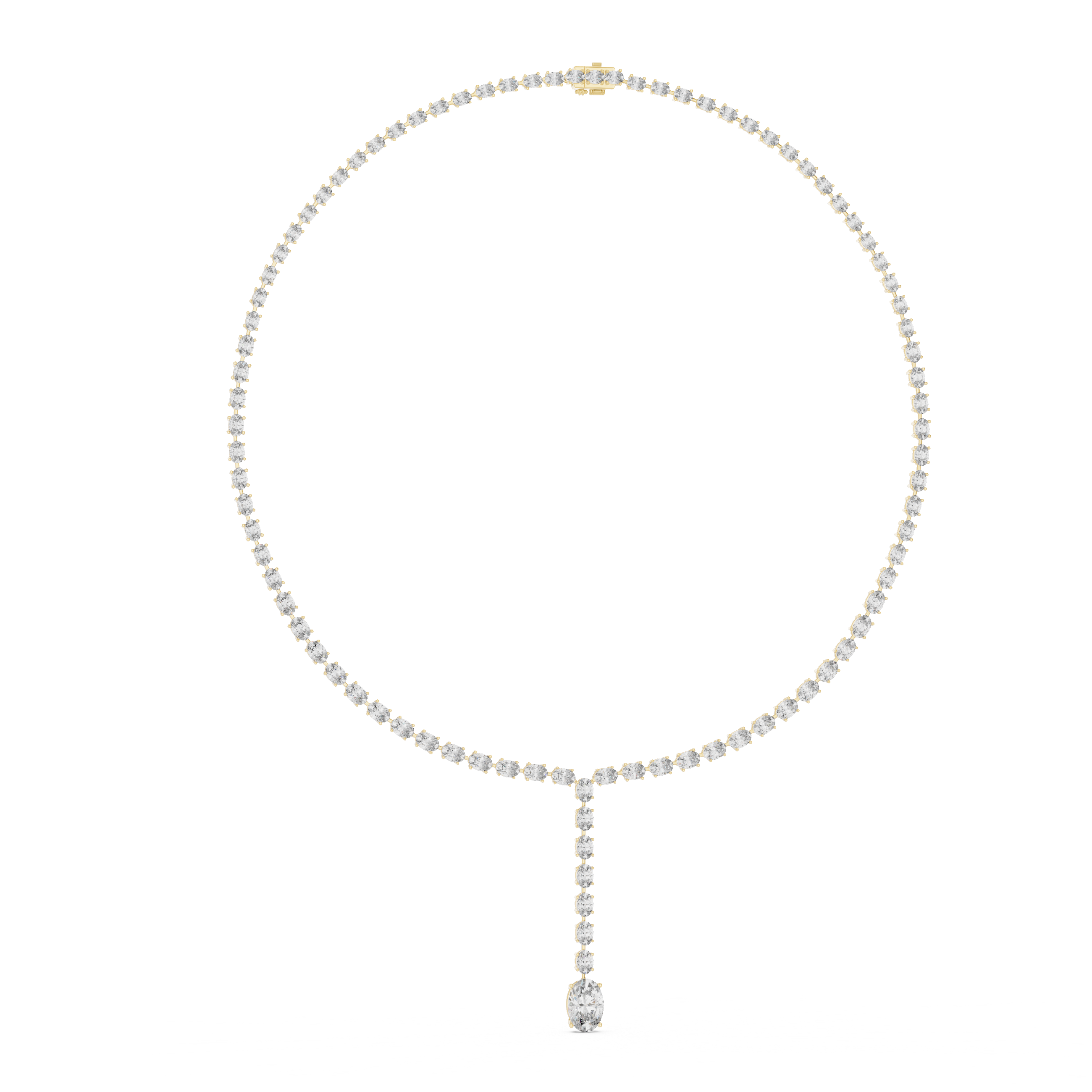 Oval Cut Diamond Riviera Lariat Drop Necklace