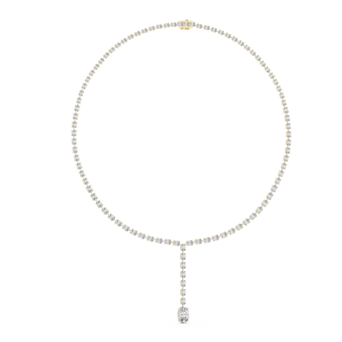 Oval Cut Diamond Riviera Lariat Drop Necklace